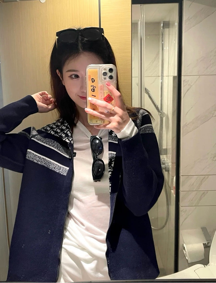 디올 리버서블 후드 지퍼 가디건