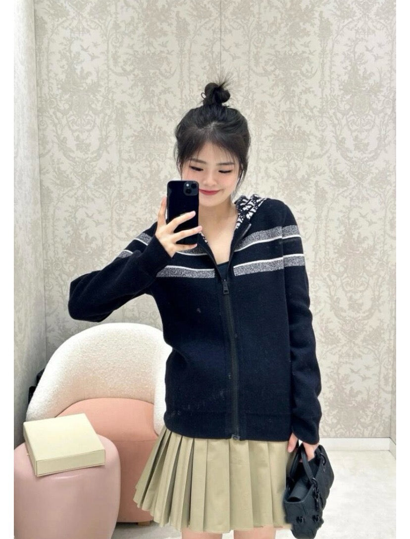 디올 리버서블 후드 지퍼 가디건