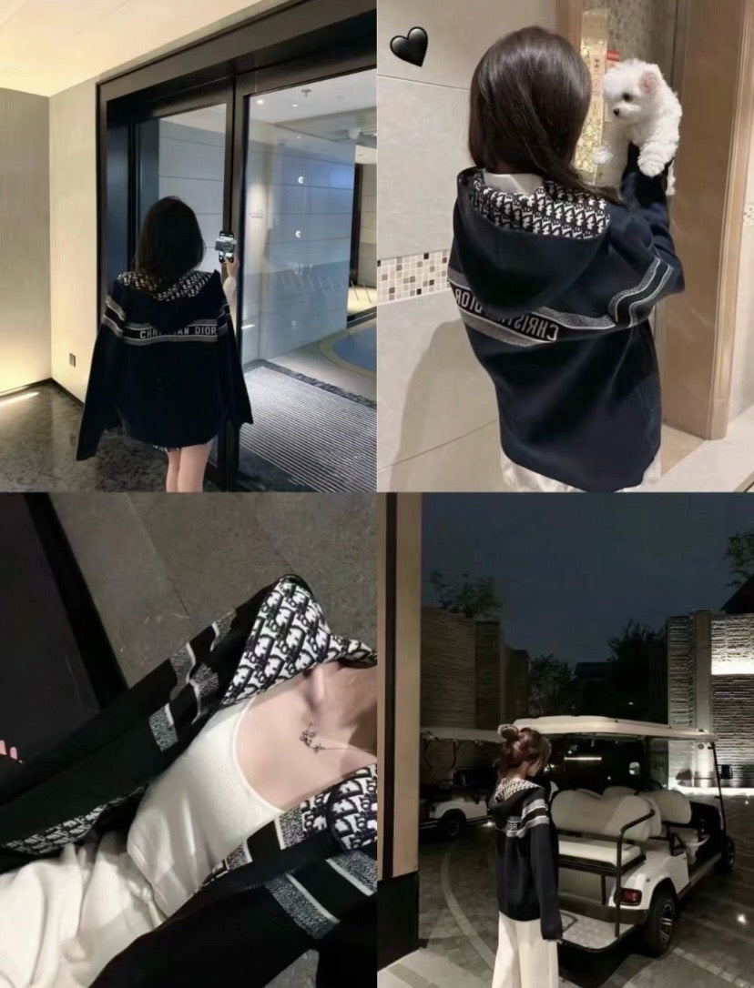 디올 리버서블 후드 지퍼 가디건