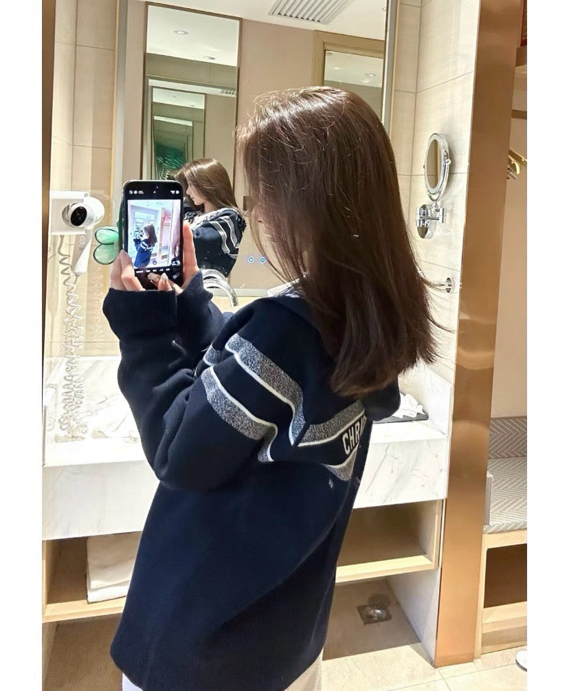 디올 리버서블 후드 지퍼 가디건