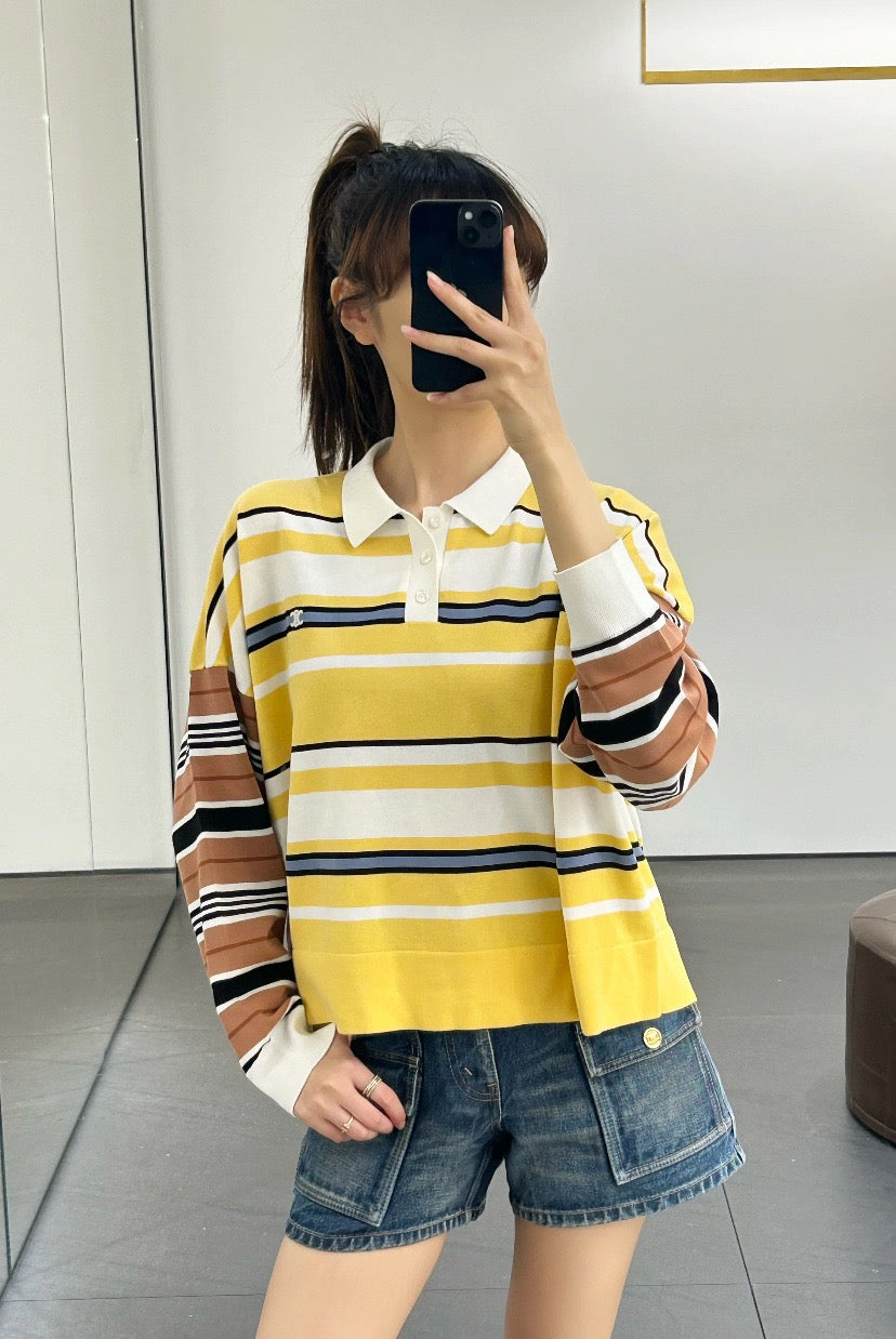 셀린느 스트라이프 폴로 루즈 티셔츠