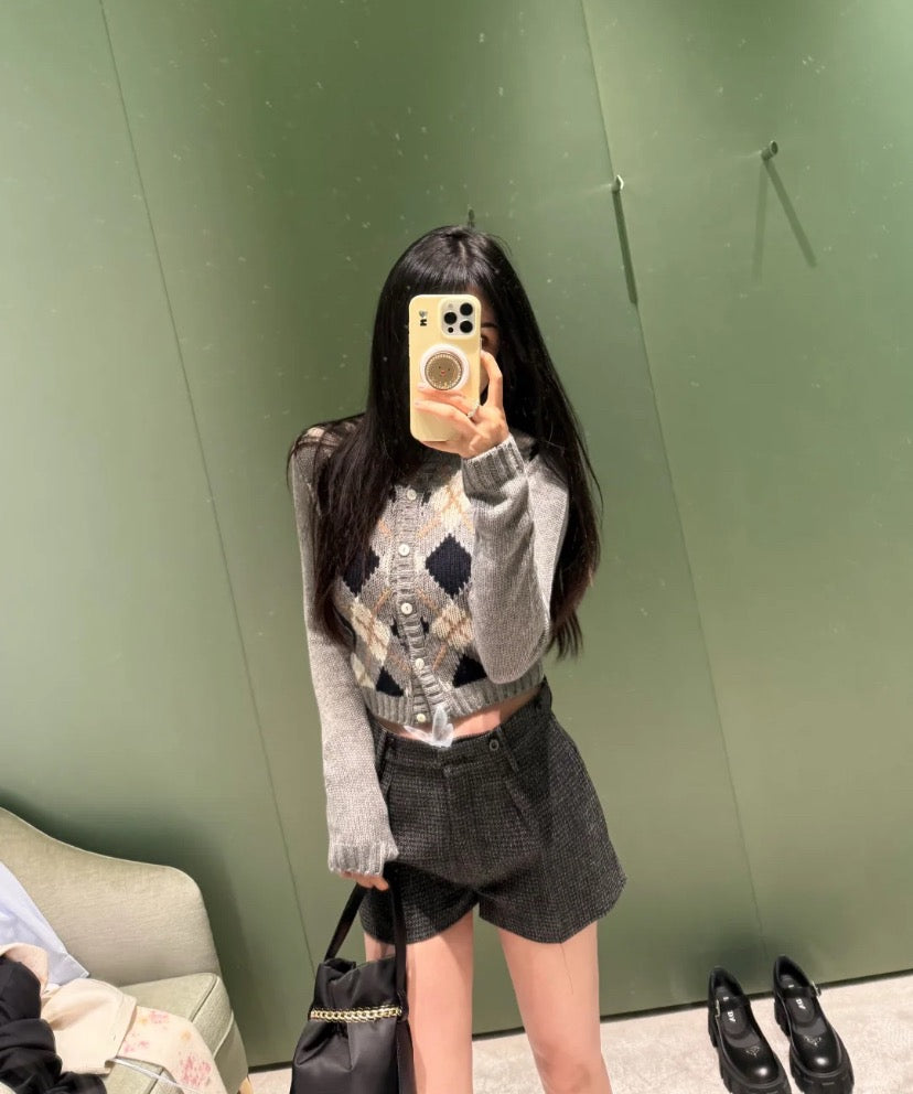 프라다 아가일 니트 캐시미어 가디건