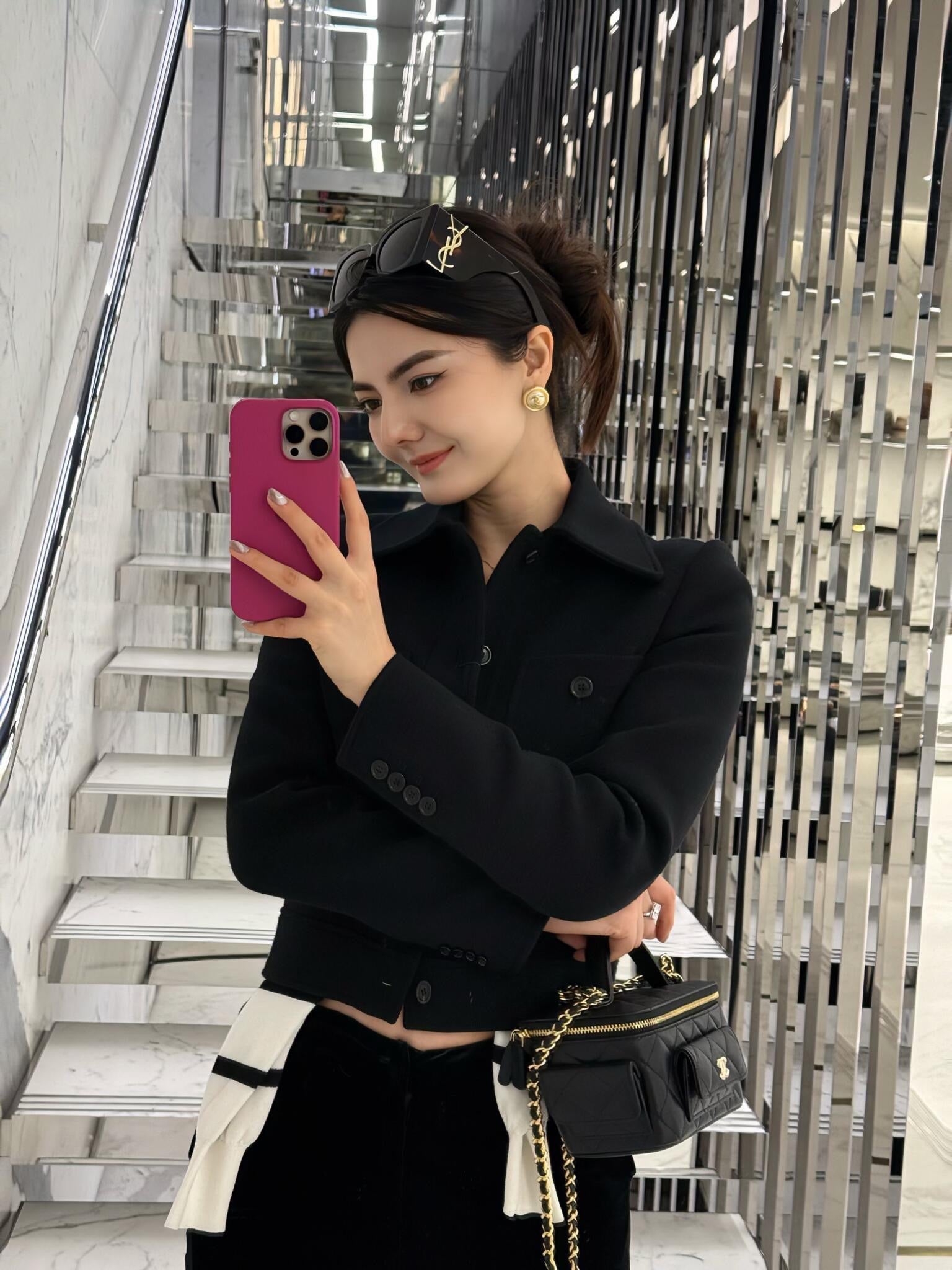 생로랑 울 블렌드 크롭 자켓