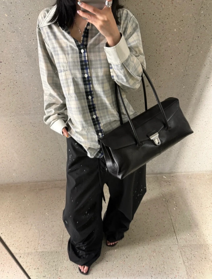 메종 마르지엘라 오프 화이트 리버서블 체크 셔츠