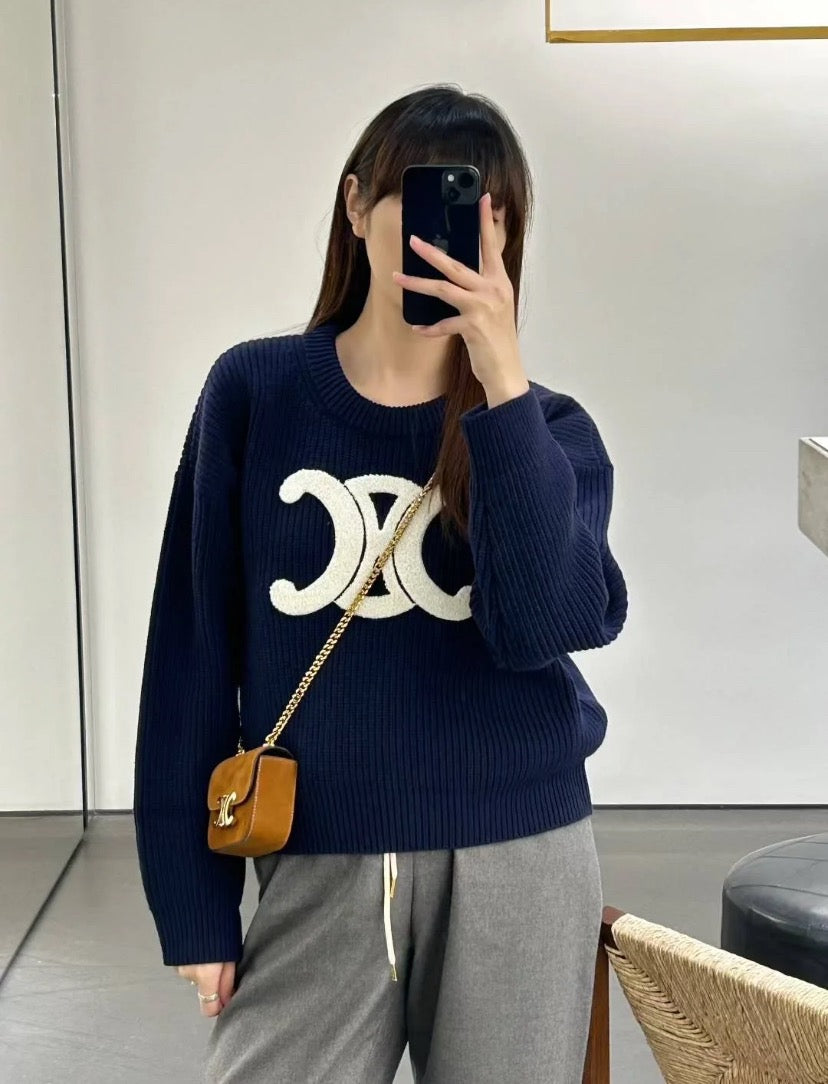 셀린느 리브드 울 크루넥 스웨터