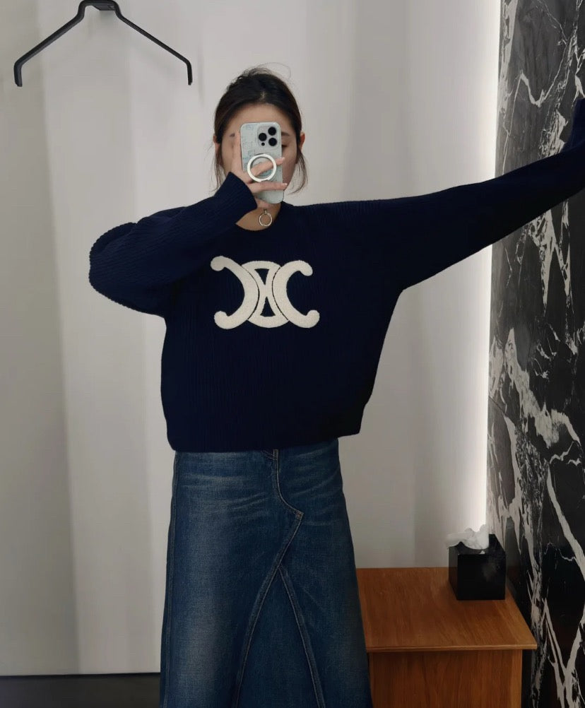 셀린느 리브드 울 크루넥 스웨터