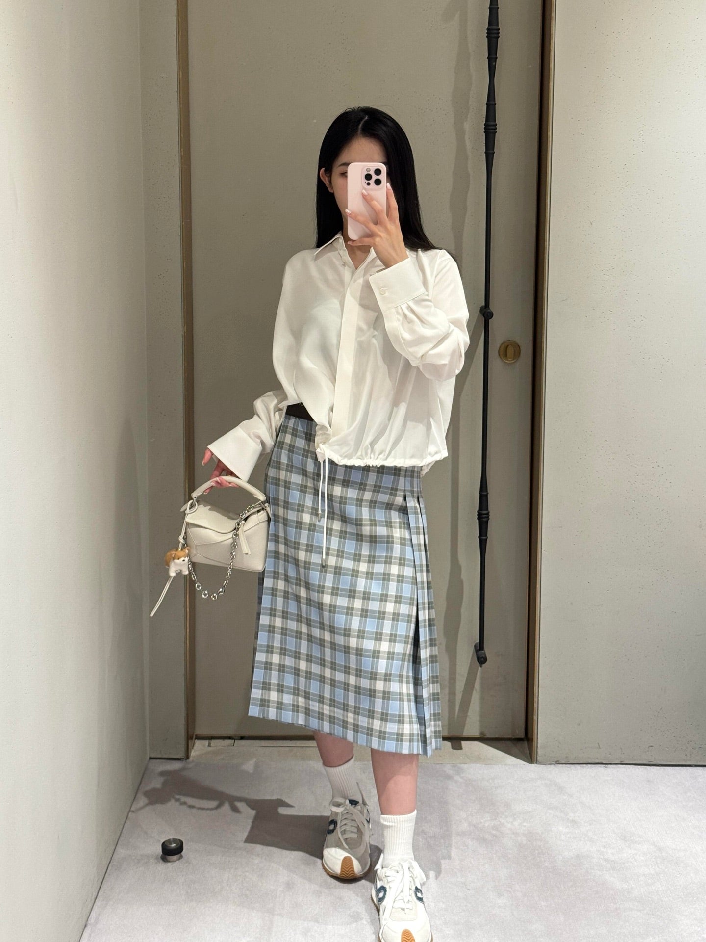 로에베 울 블렌드 플리츠 스커트