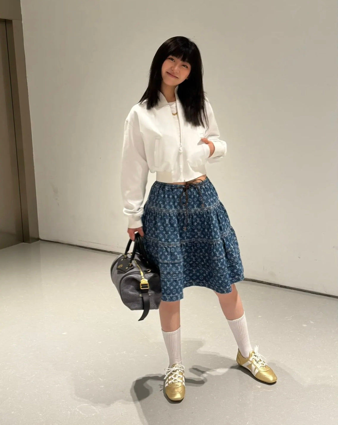 루이비통 모노그램 데님 티어드 스커트