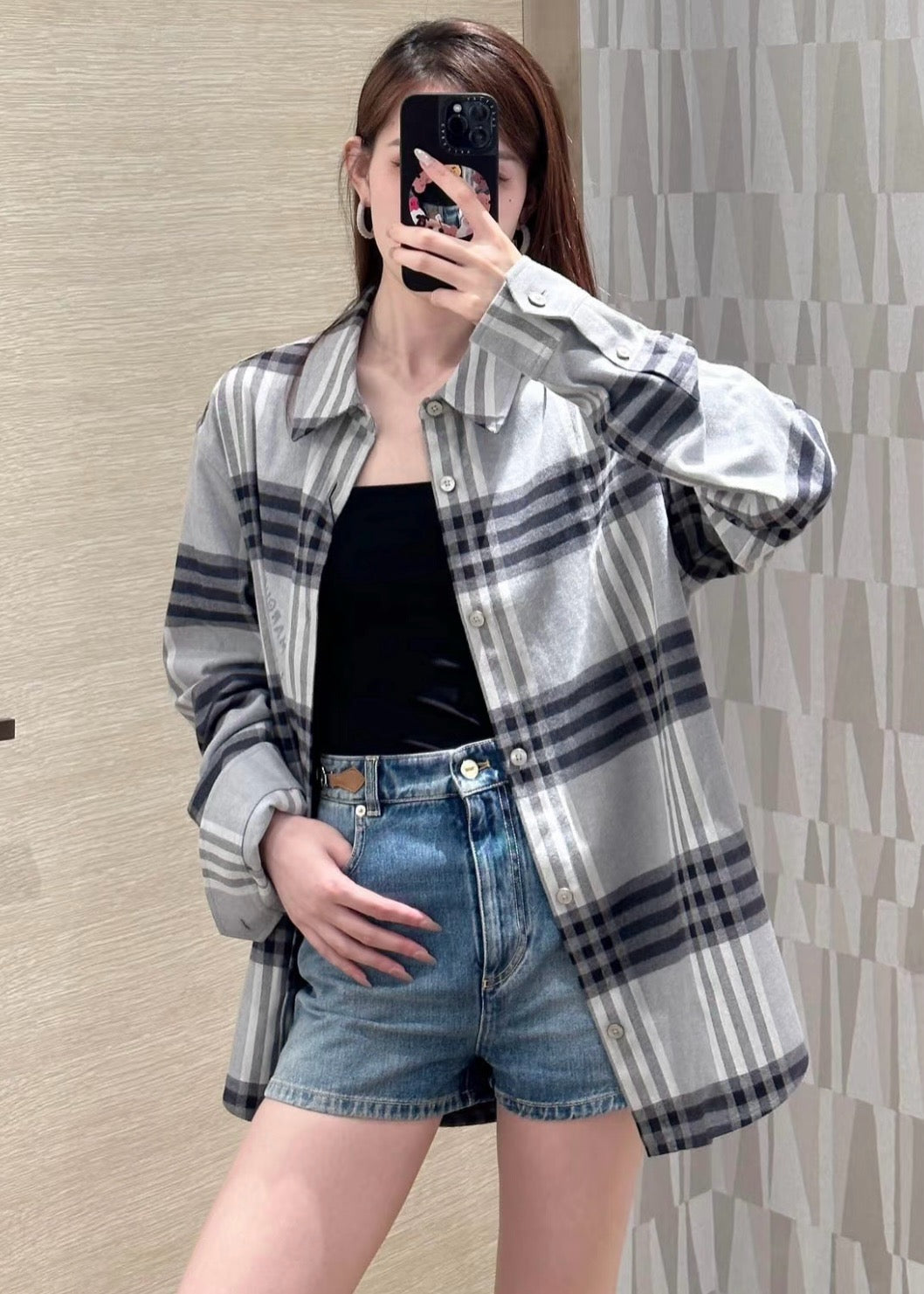 루이비통 롱 슬리브드 코튼 플란넬 셔츠