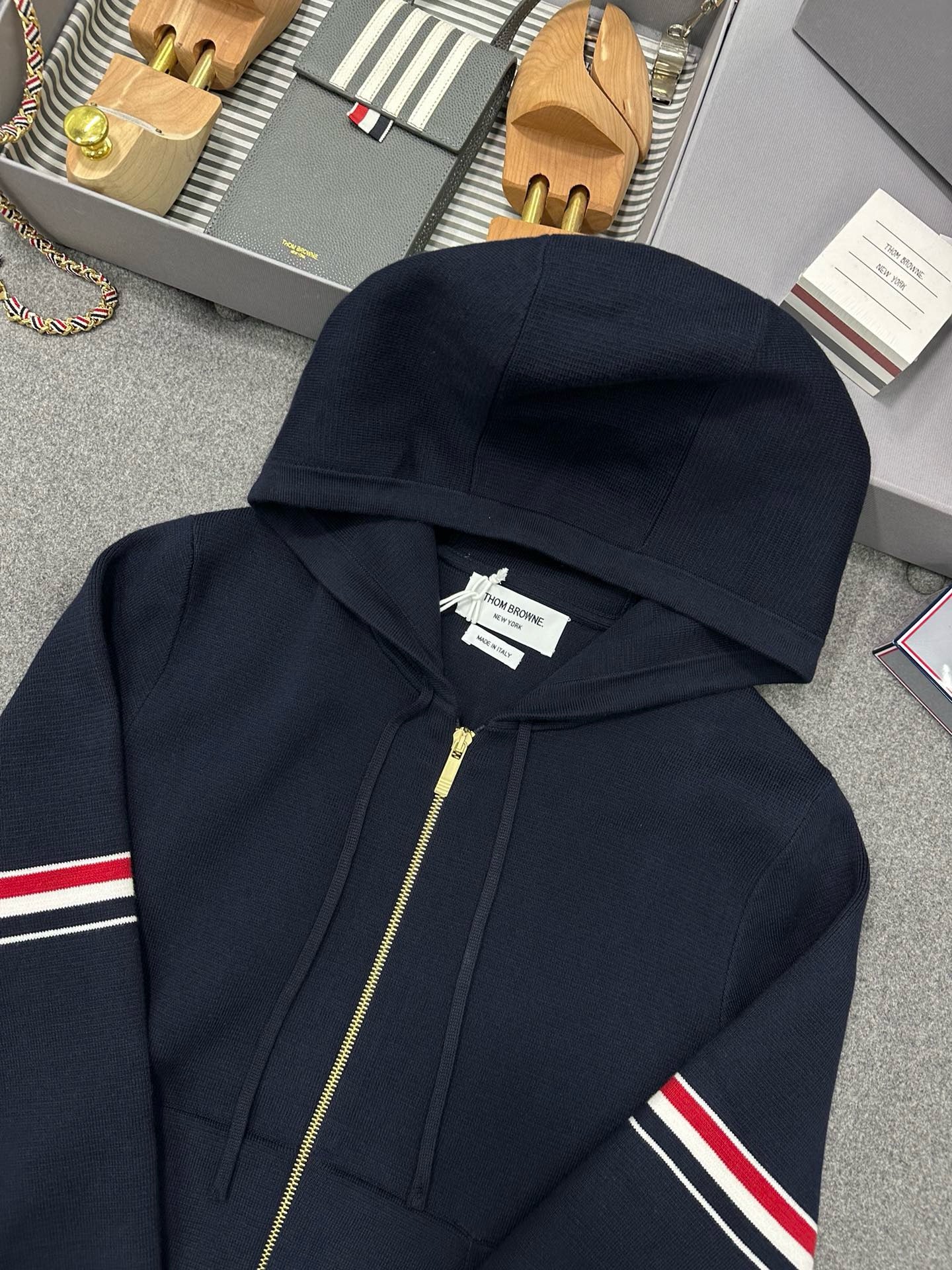 톰브라운 코튼 밀라노 암핸드 후드집업