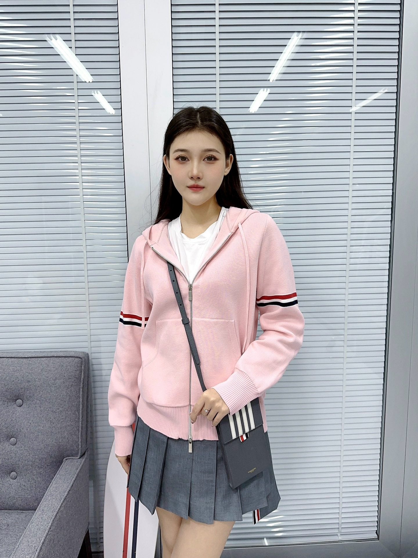 톰브라운 코튼 밀라노 암핸드 후드집업