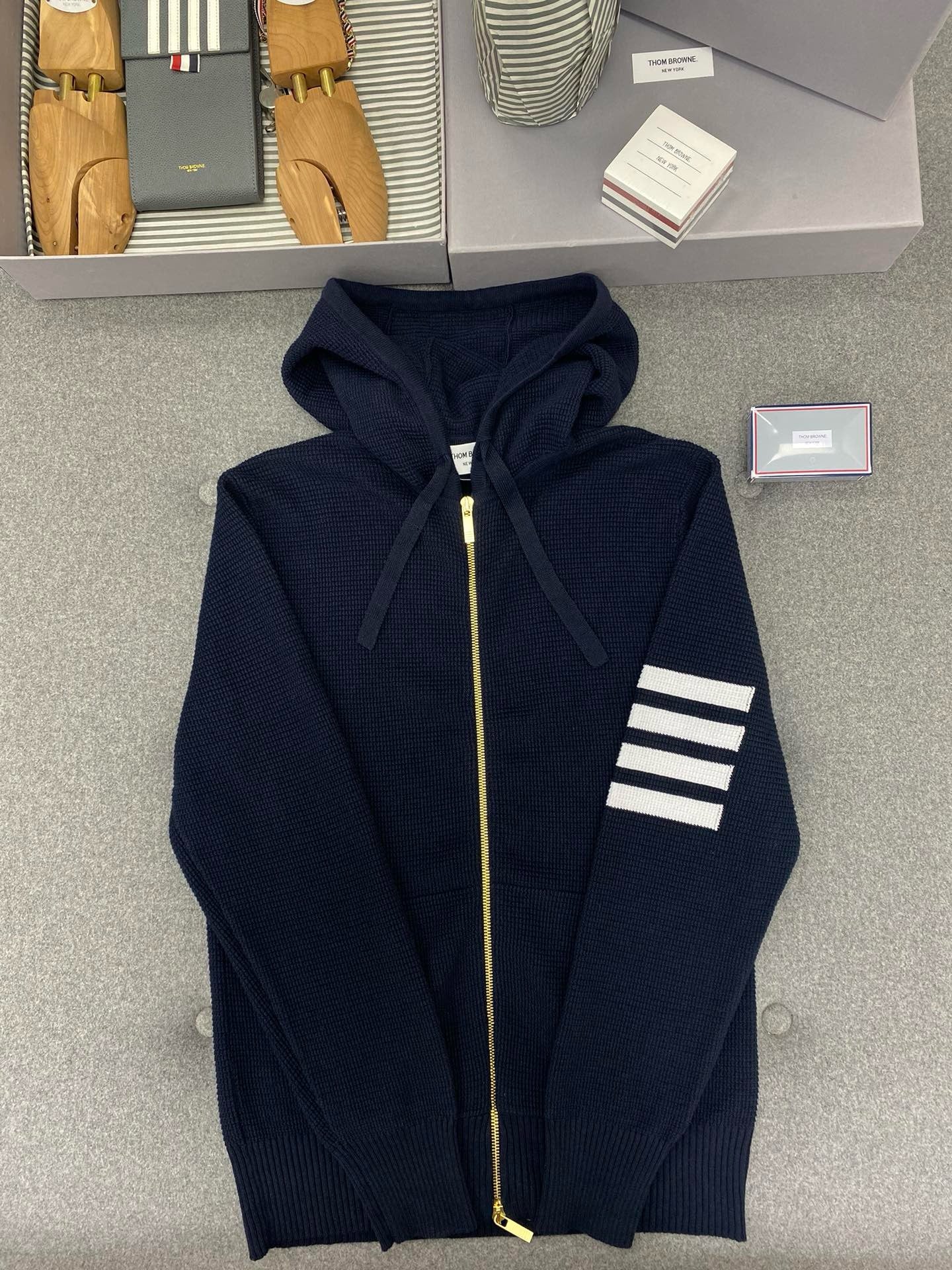 톰브라운 4바 코튼 후드 지퍼