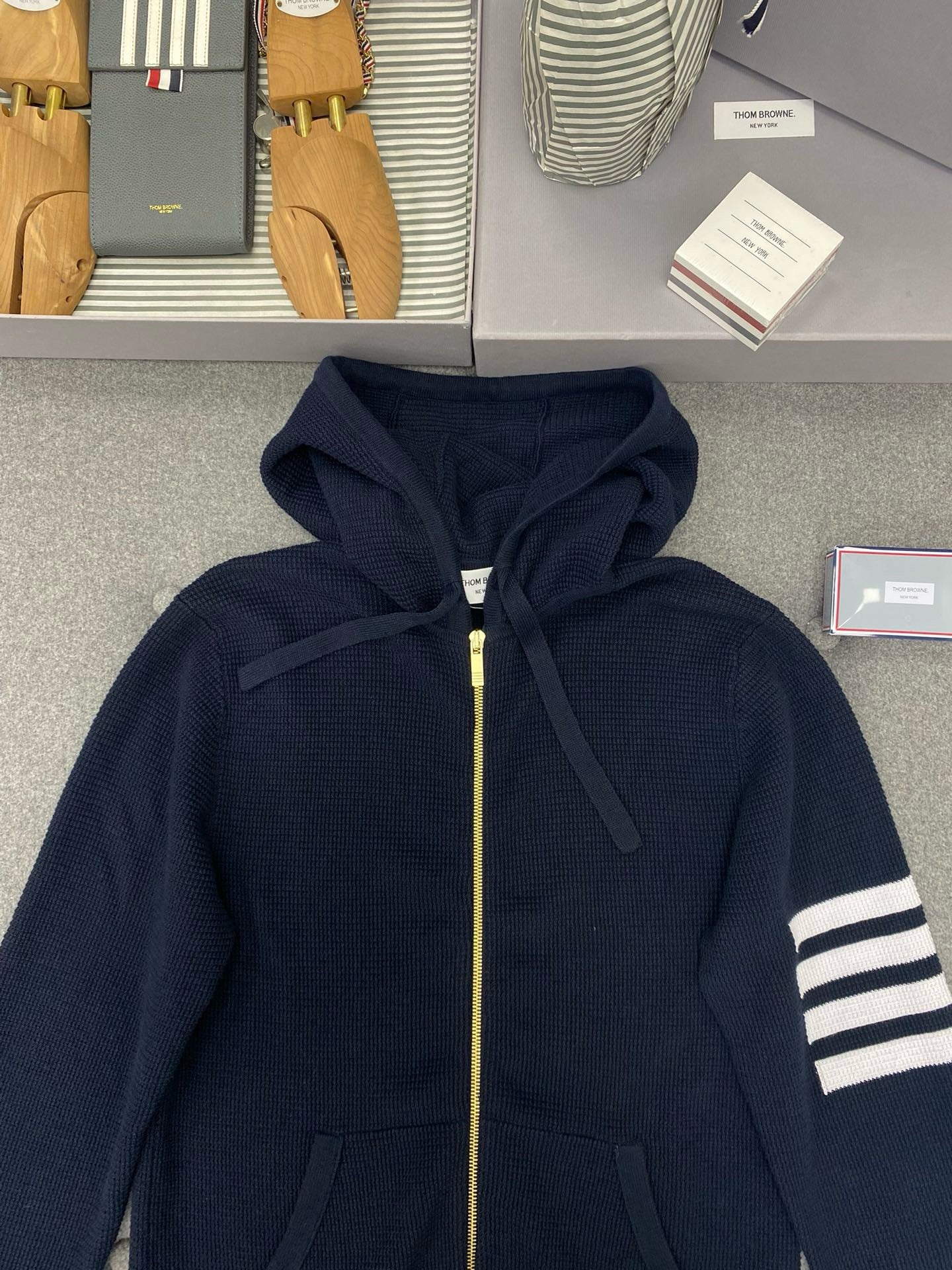 톰브라운 4바 코튼 후드 지퍼