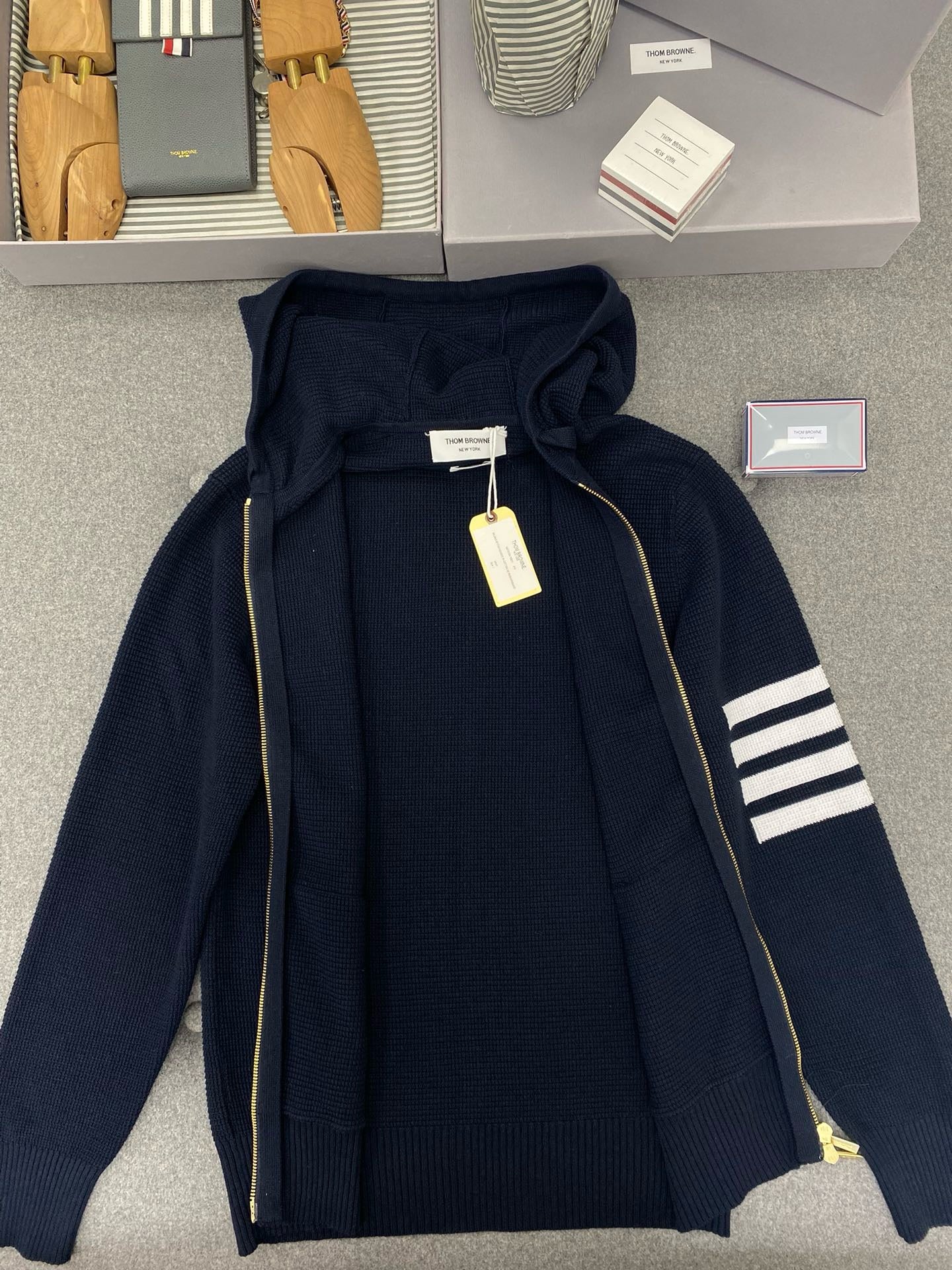 톰브라운 4바 코튼 후드 지퍼