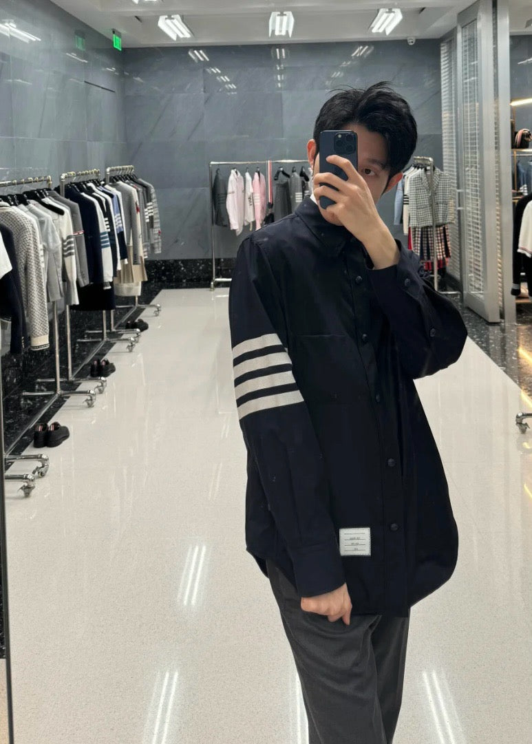 톰브라운 울 스냅 프론트 사선 셔츠 미디움