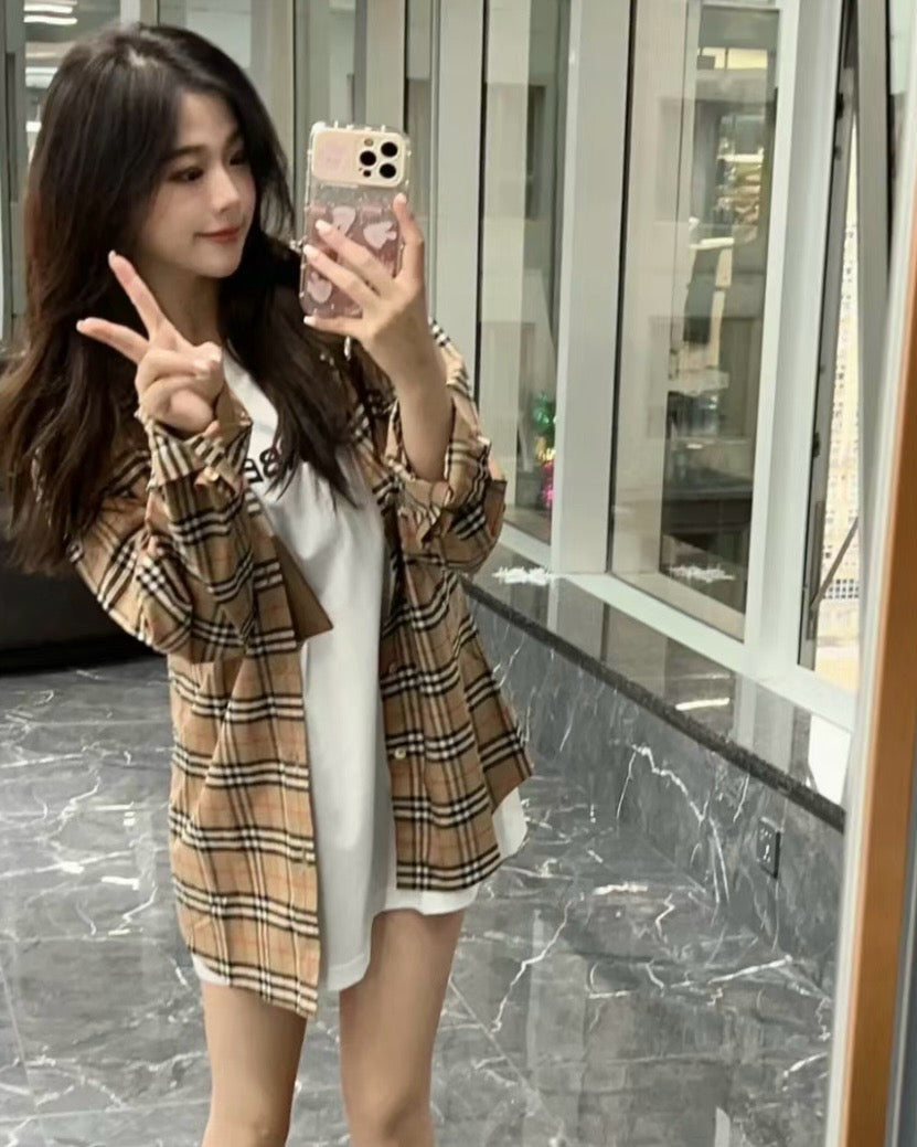 버버리 체크 코튼 셔츠