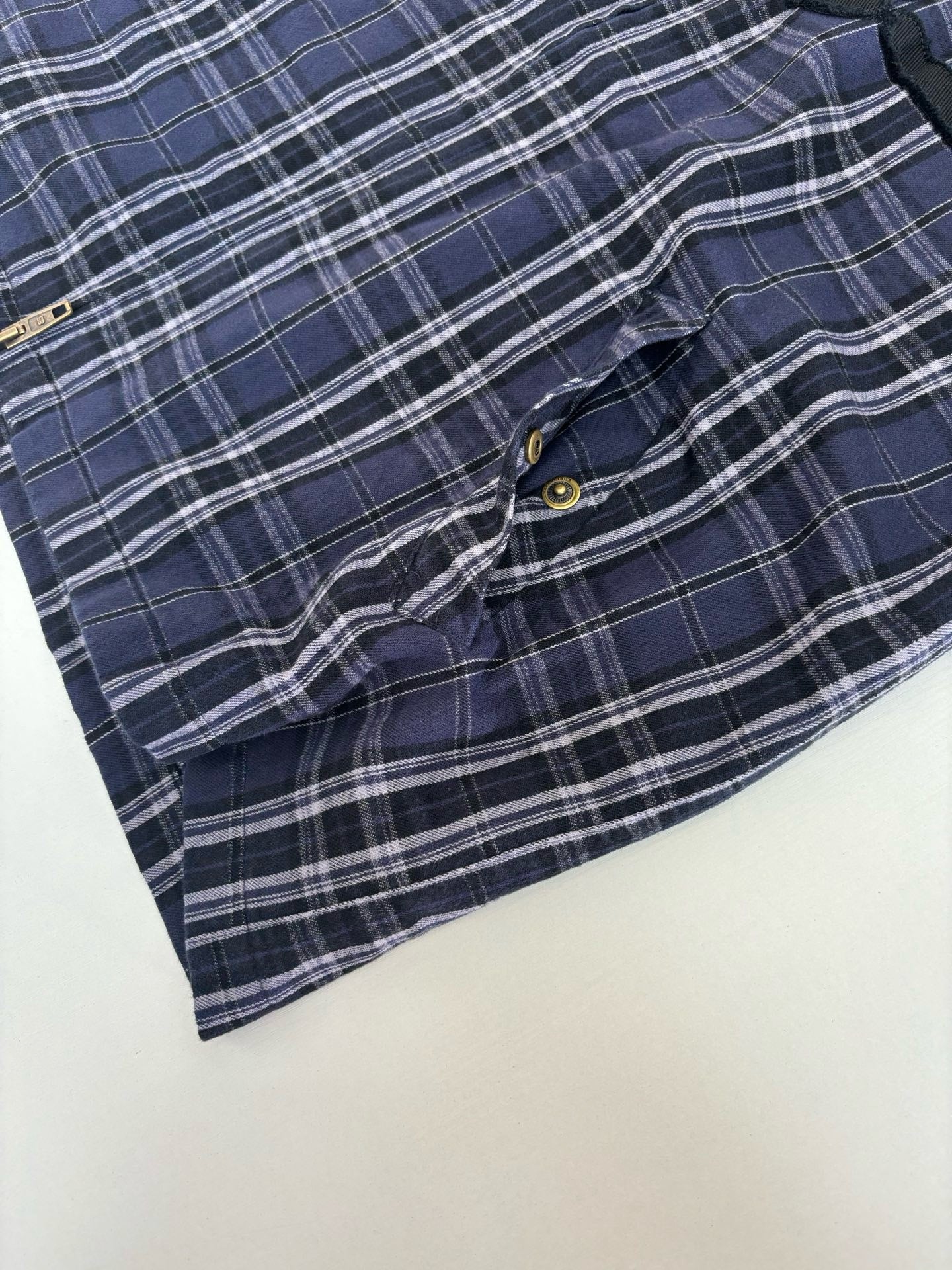 발렌시아가 블루 체크 로고패치 후드집업