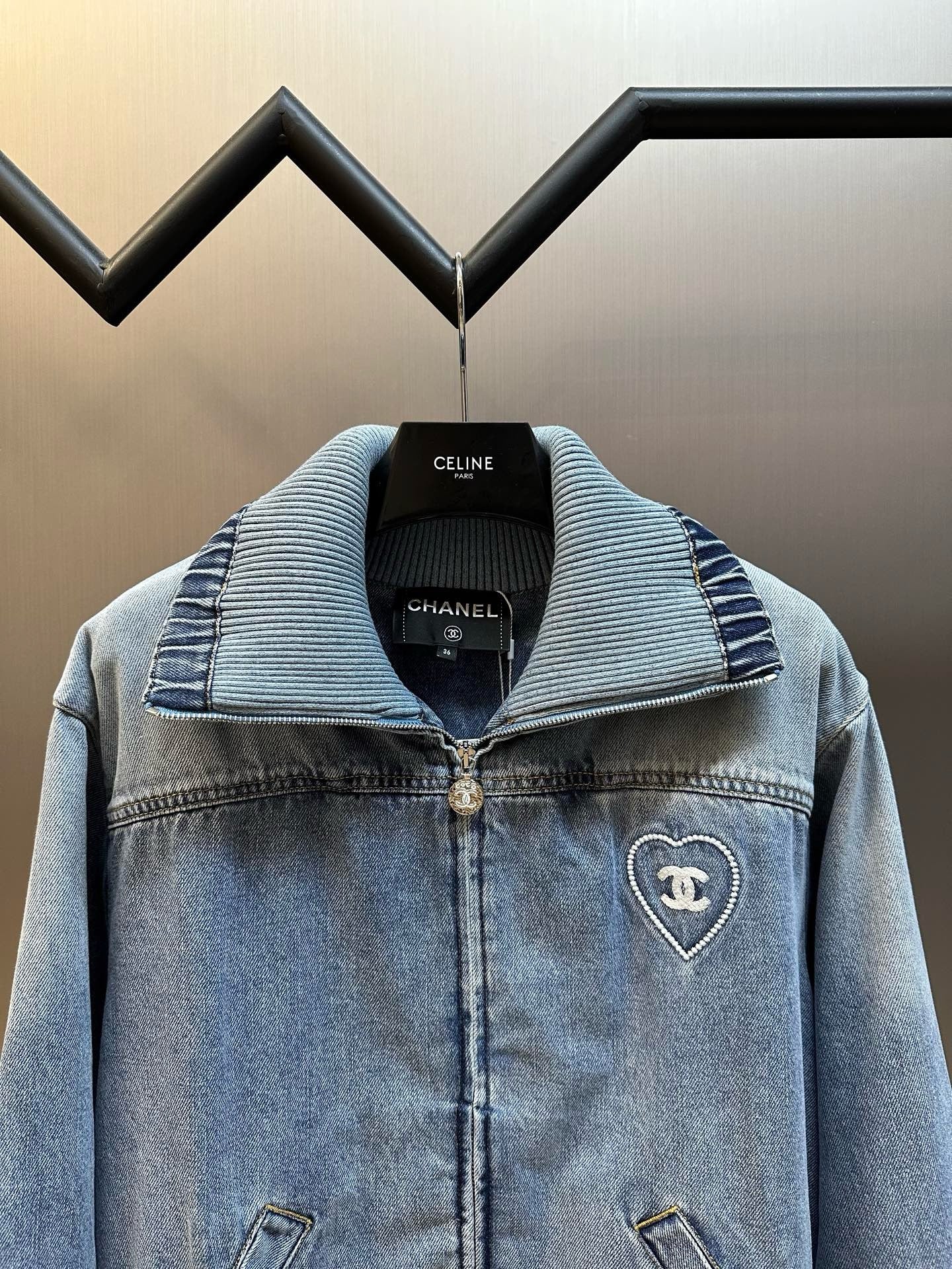 샤넬 자수 데님 블루종