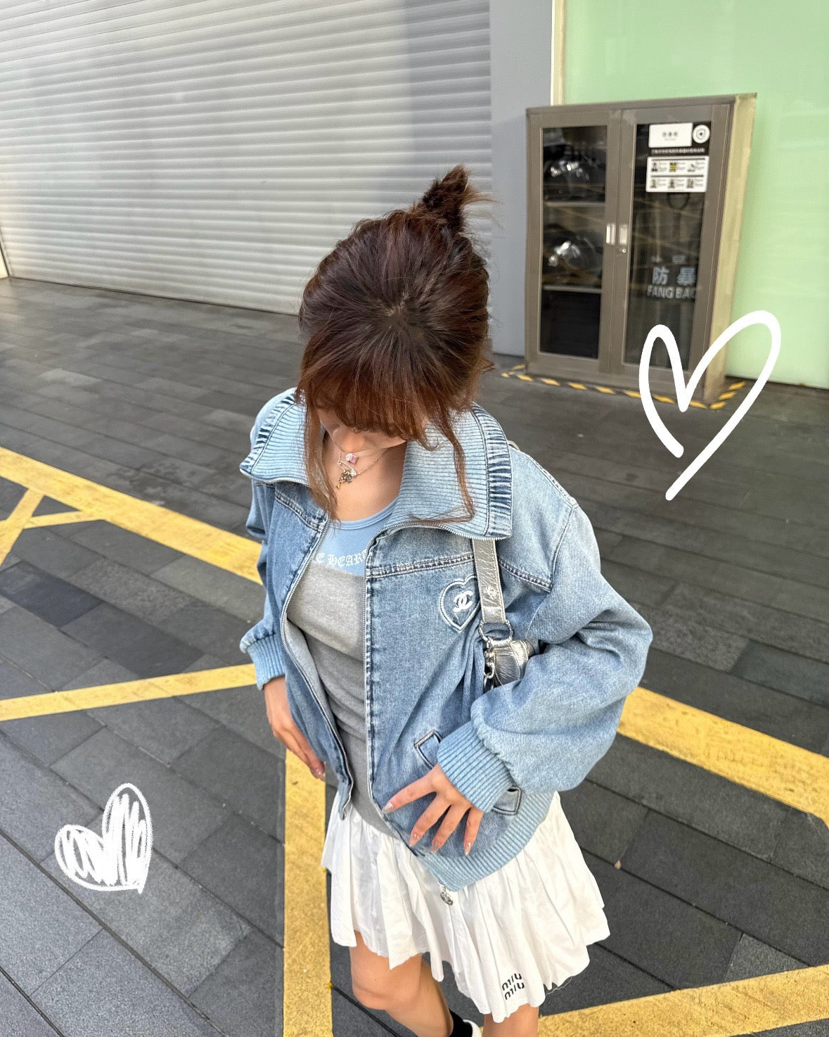 샤넬 자수 데님 블루종
