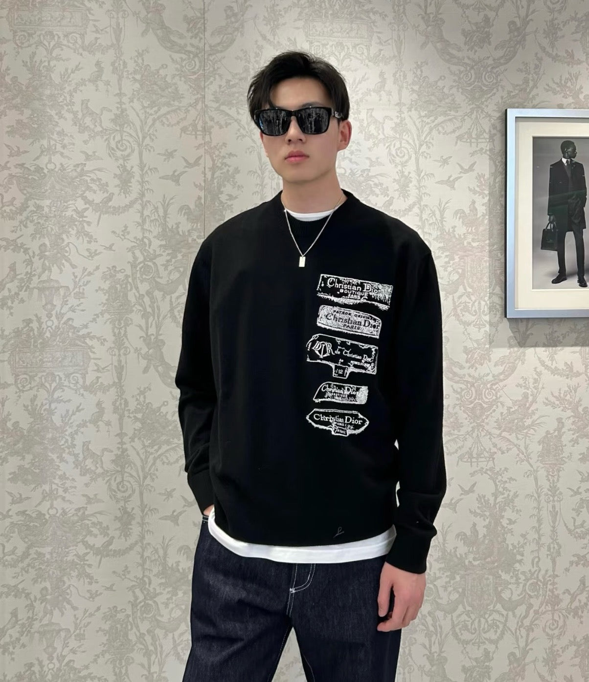 디올 아카이브 라벨 스웨터