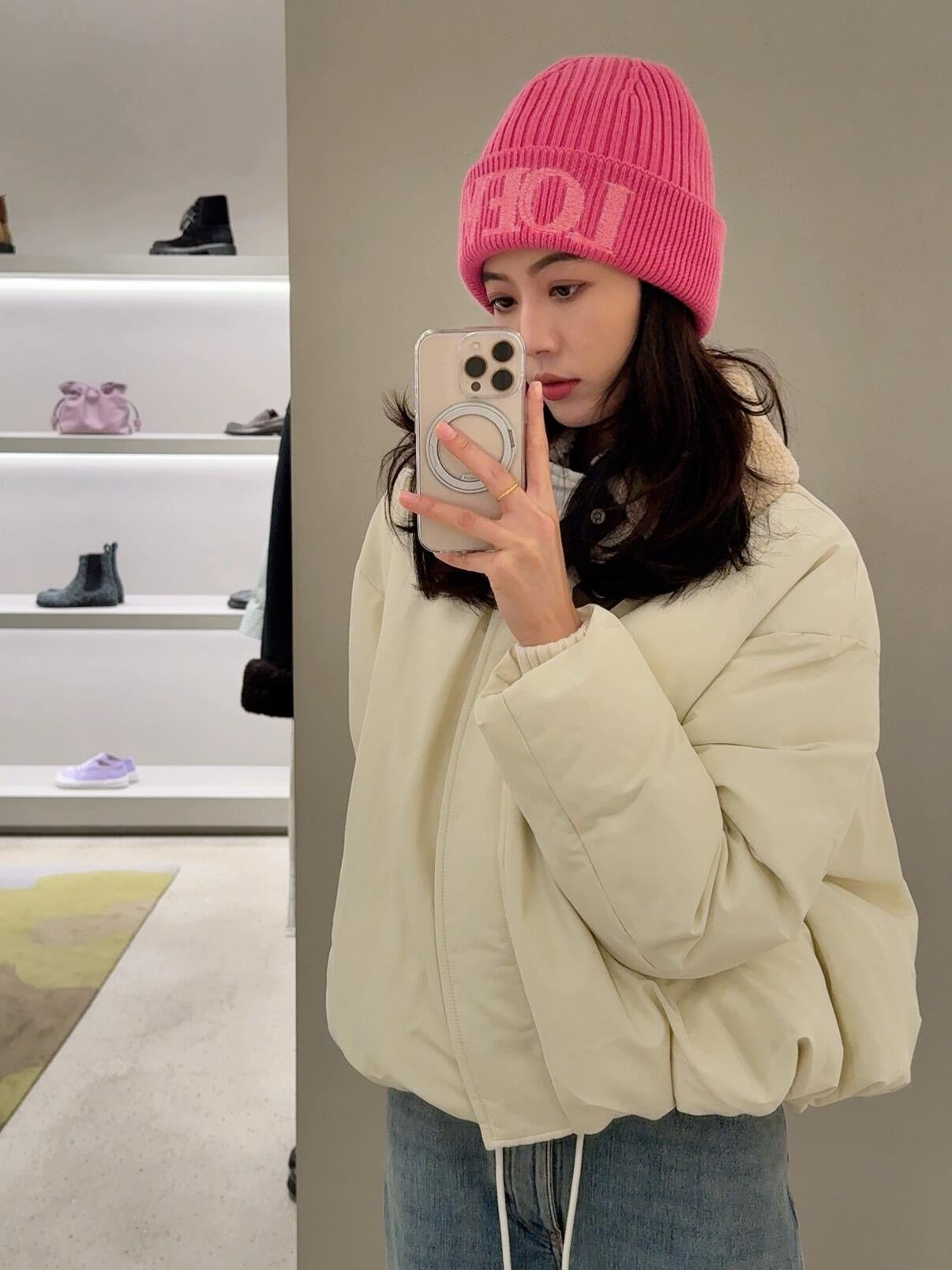 로에베 셔링 트리밍 코튼 블렌드 쉘 자켓