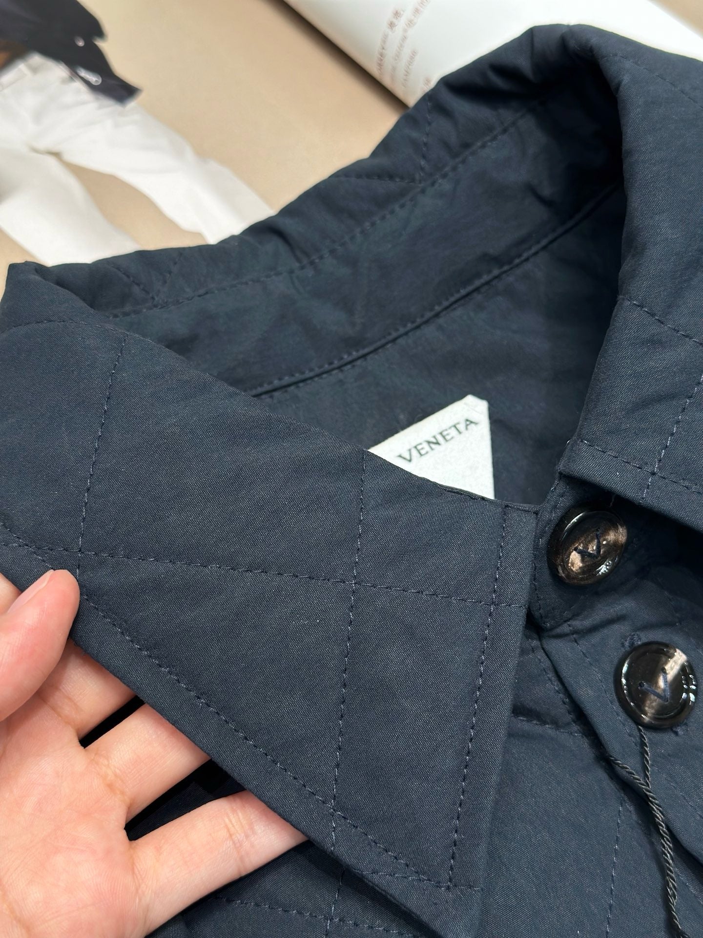 보테가 베네타 퀄팅 코튼 오버셔츠