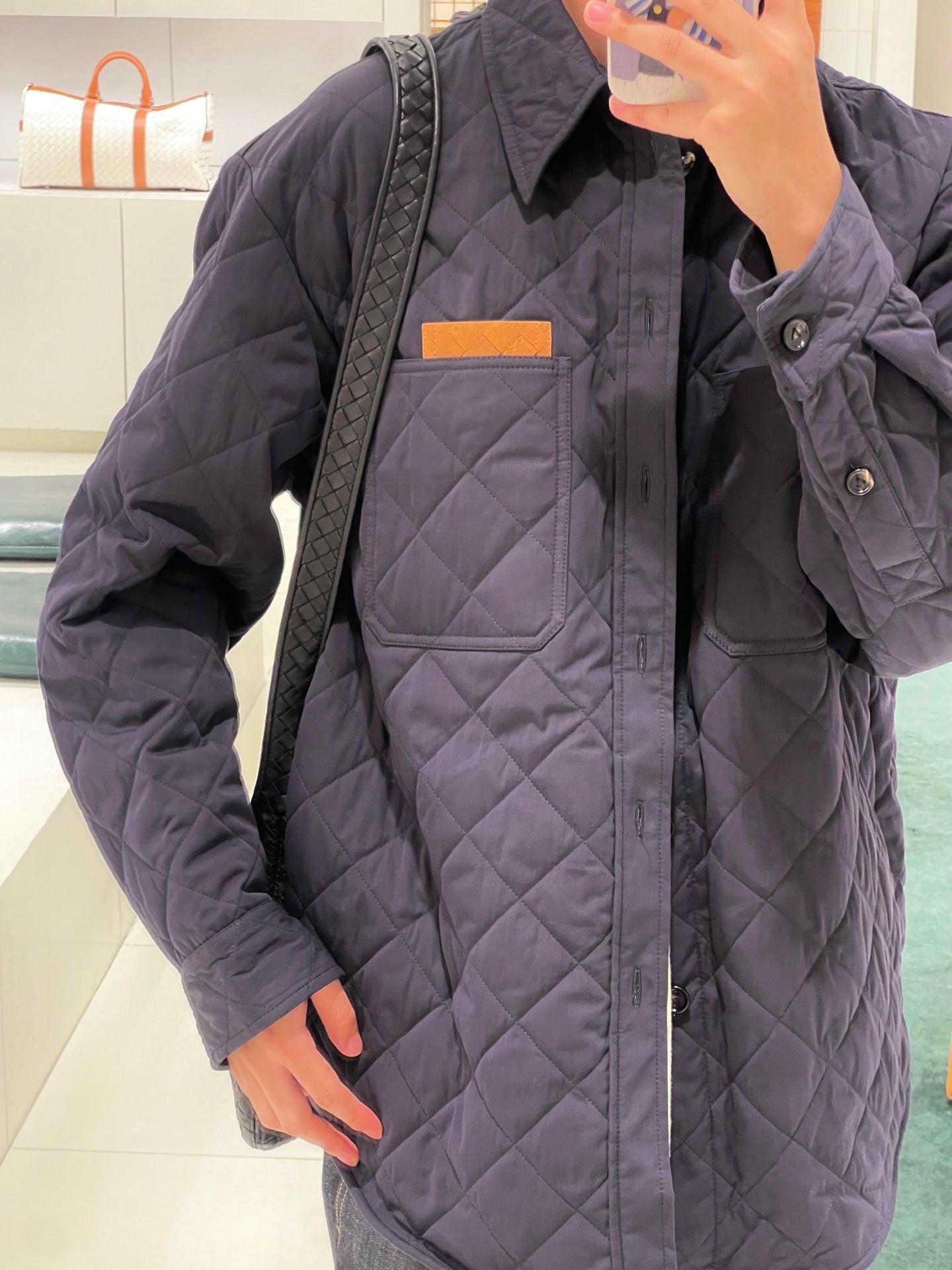 보테가 베네타 퀄팅 코튼 오버셔츠