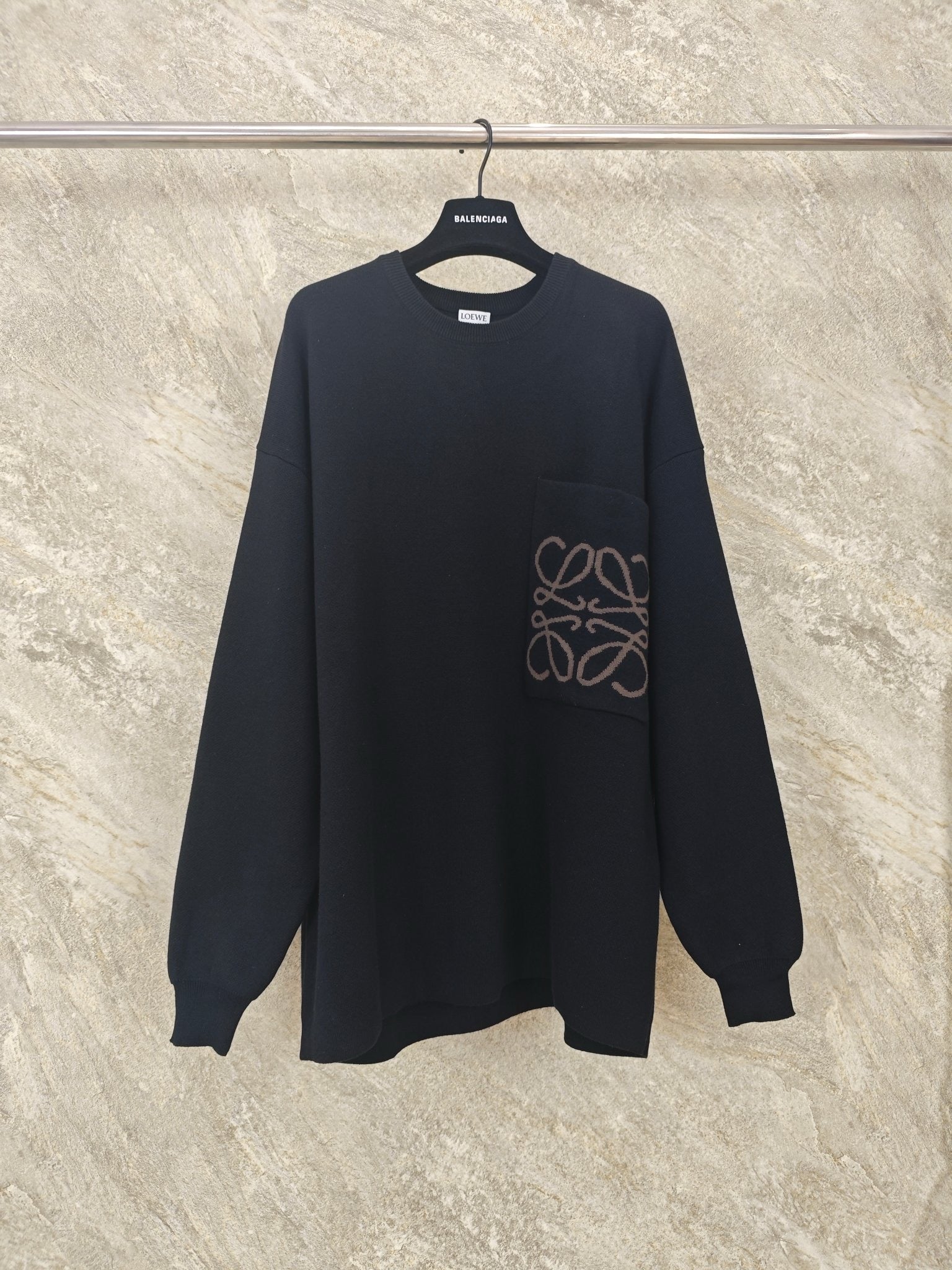 로에베 아나그램 포켓 스웨터 코튼 블렌드