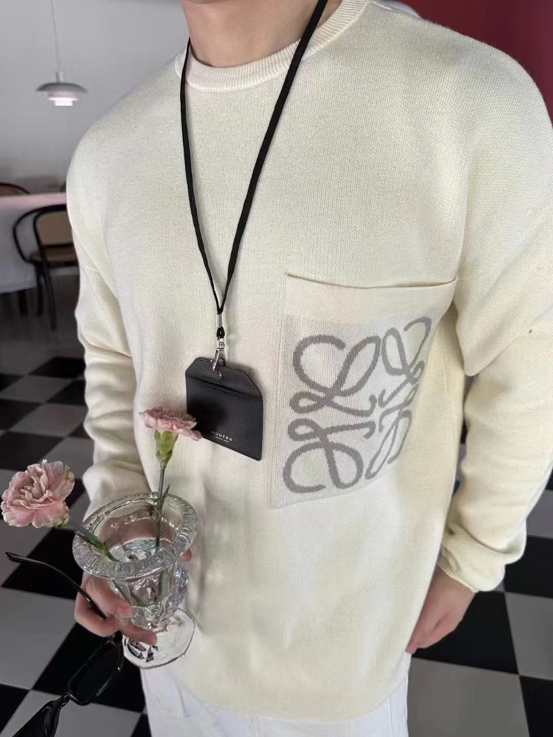 로에베 아나그램 포켓 스웨터 코튼 블렌드