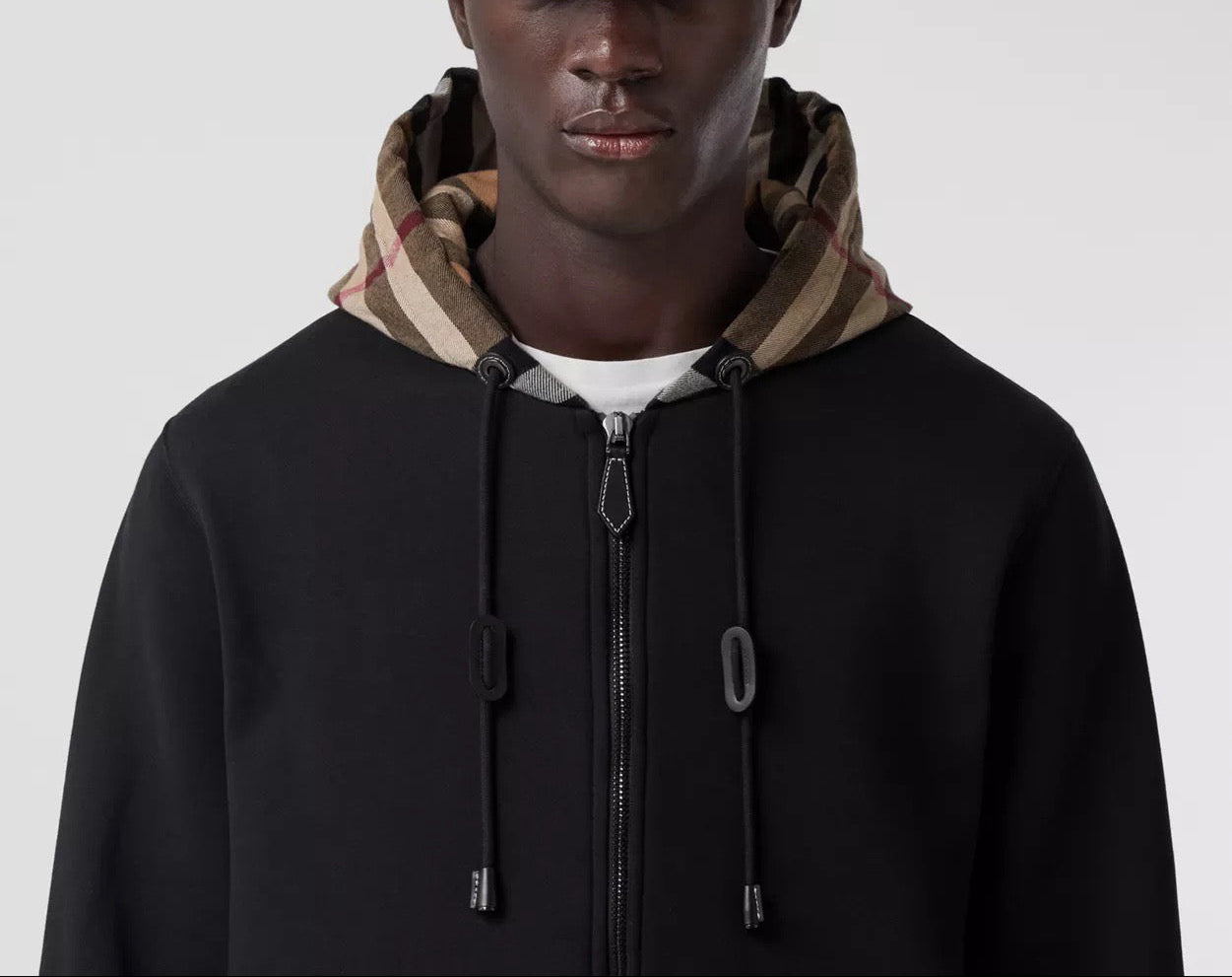 버버리 체크 후드 코튼 지퍼 후드