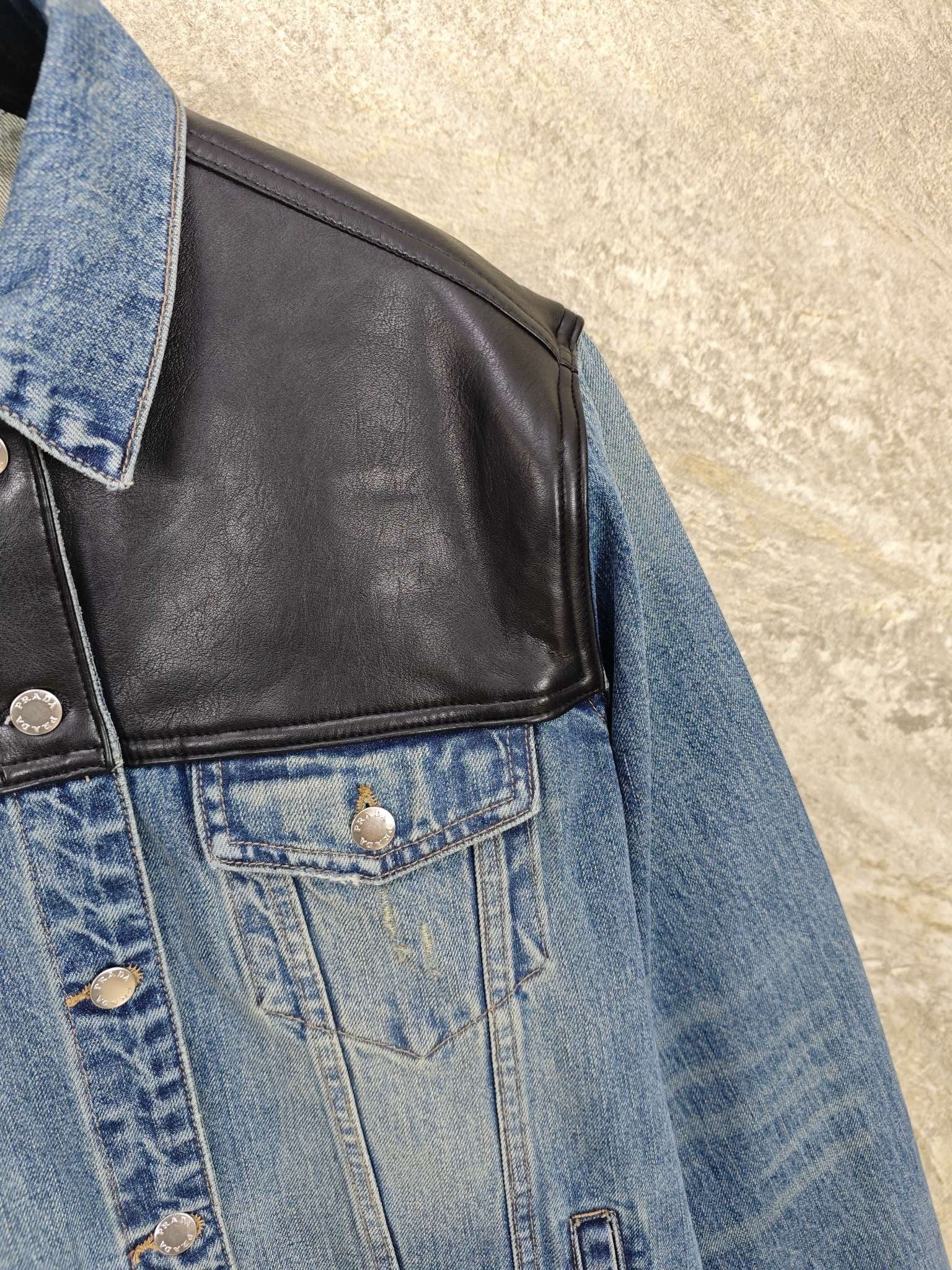 프라다 데님 재킷 블루