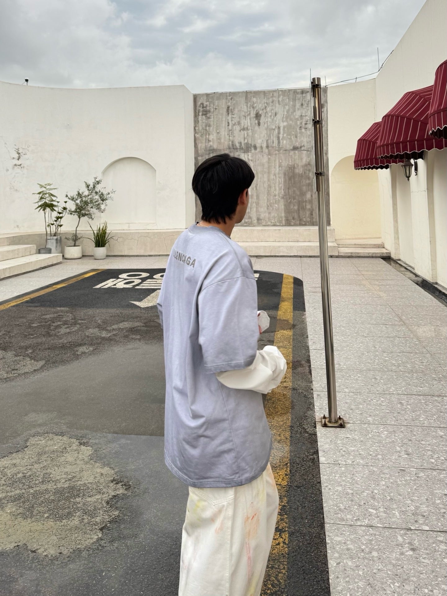 발렌시아가 자수 로고 나그랑 레이어드 롱슬리브