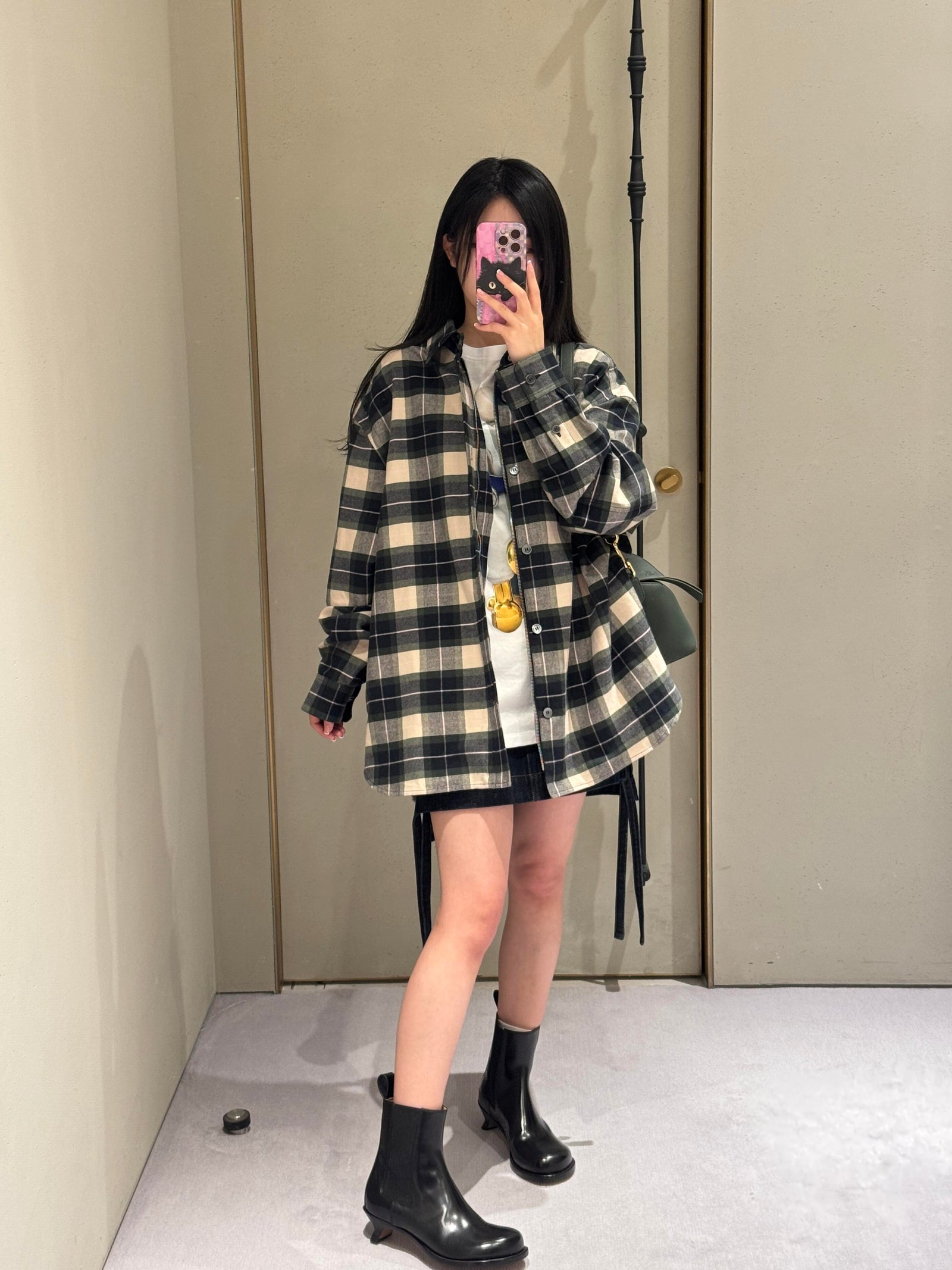 로에베 체크 오버 셔츠