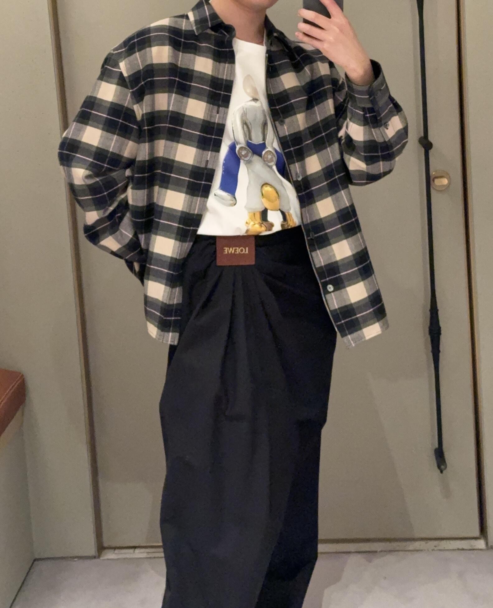 로에베 체크 오버 셔츠