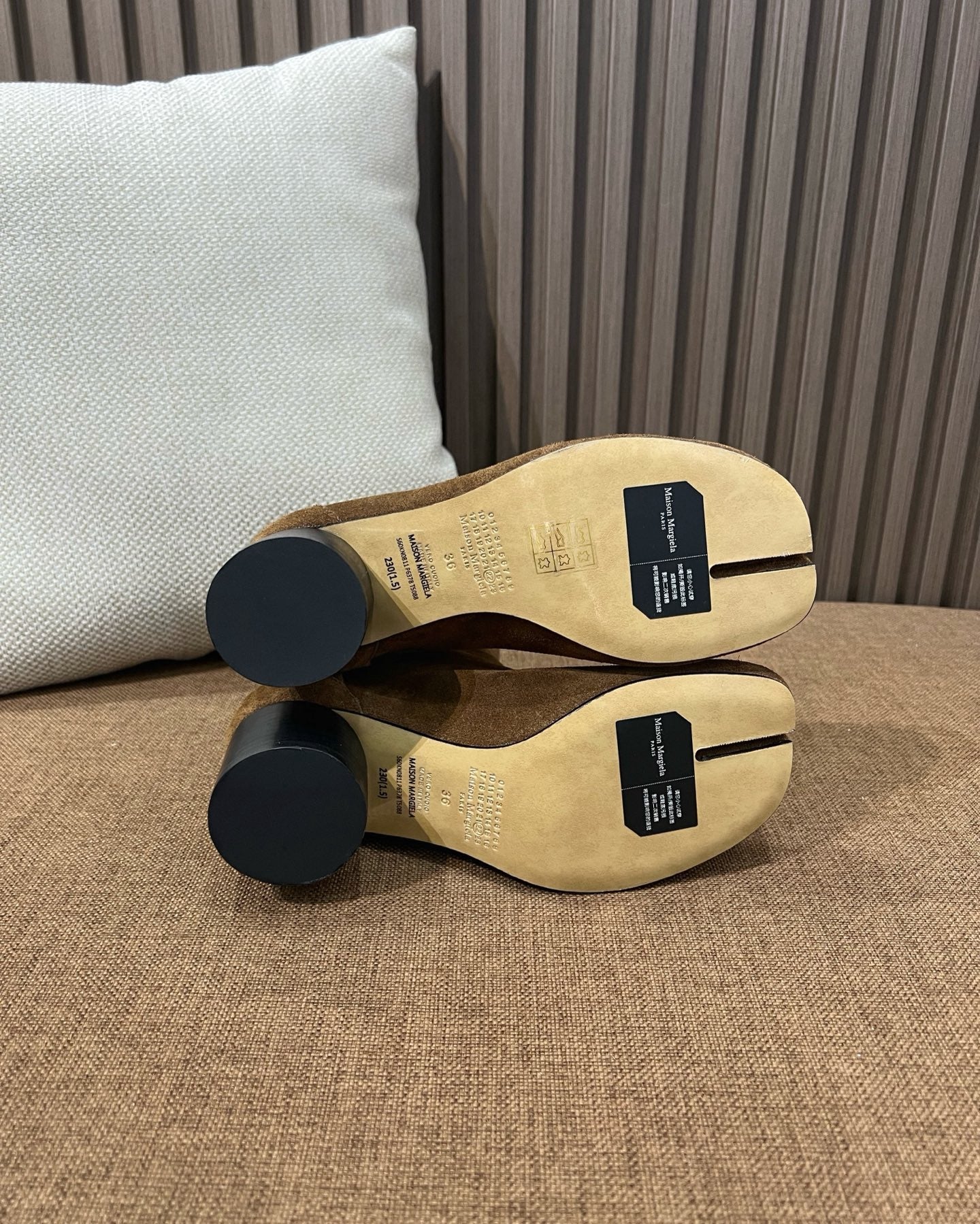 메종 마르지엘라 레더 타비 부츠