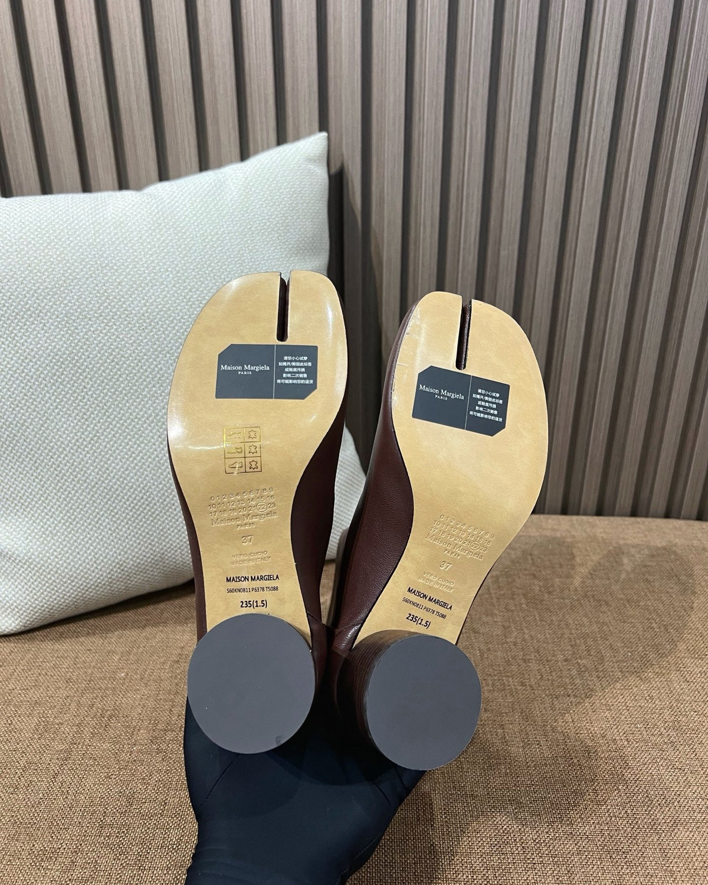 메종 마르지엘라 레더 타비 부츠