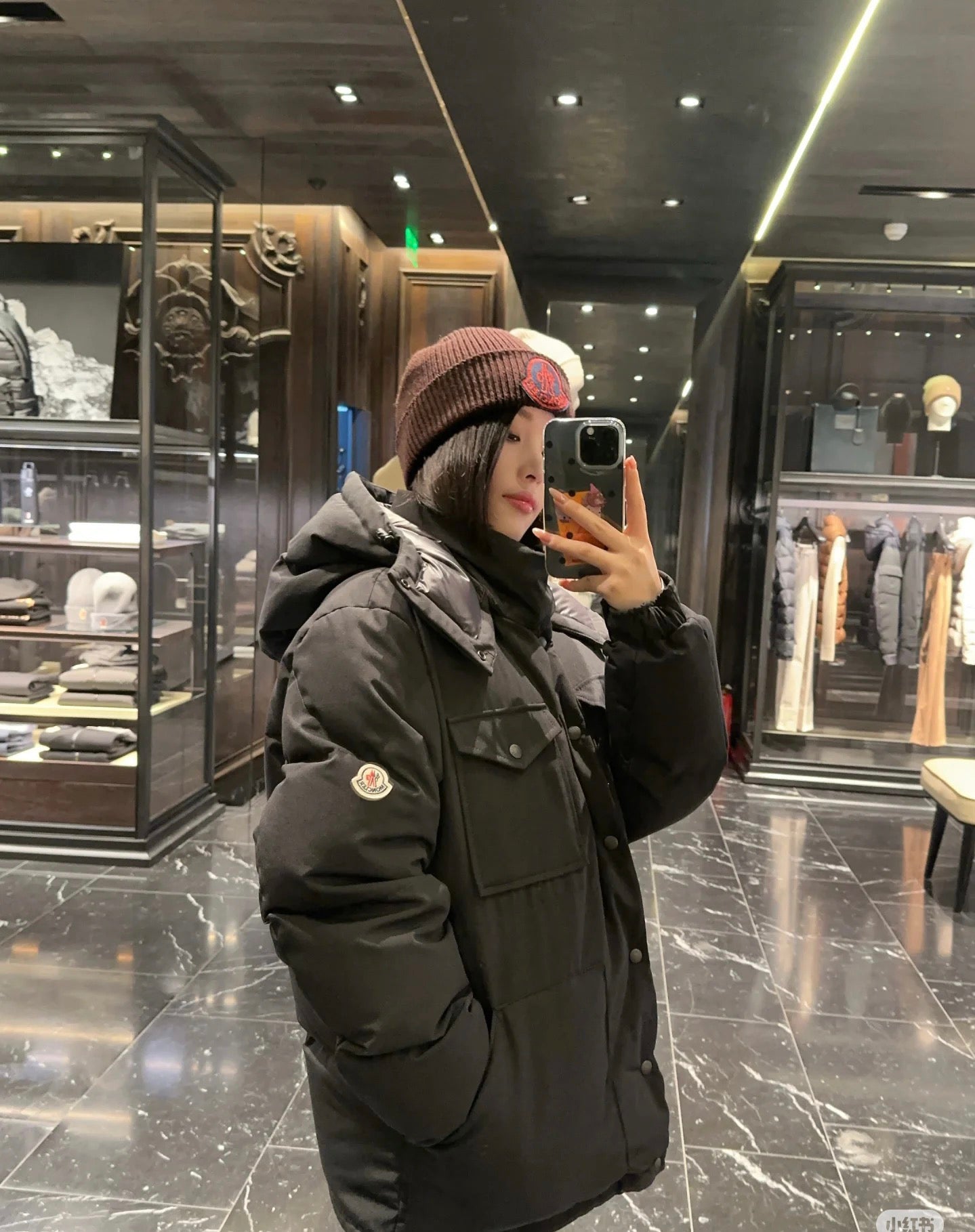 FORNAS 체스트 포켓 후드 패딩