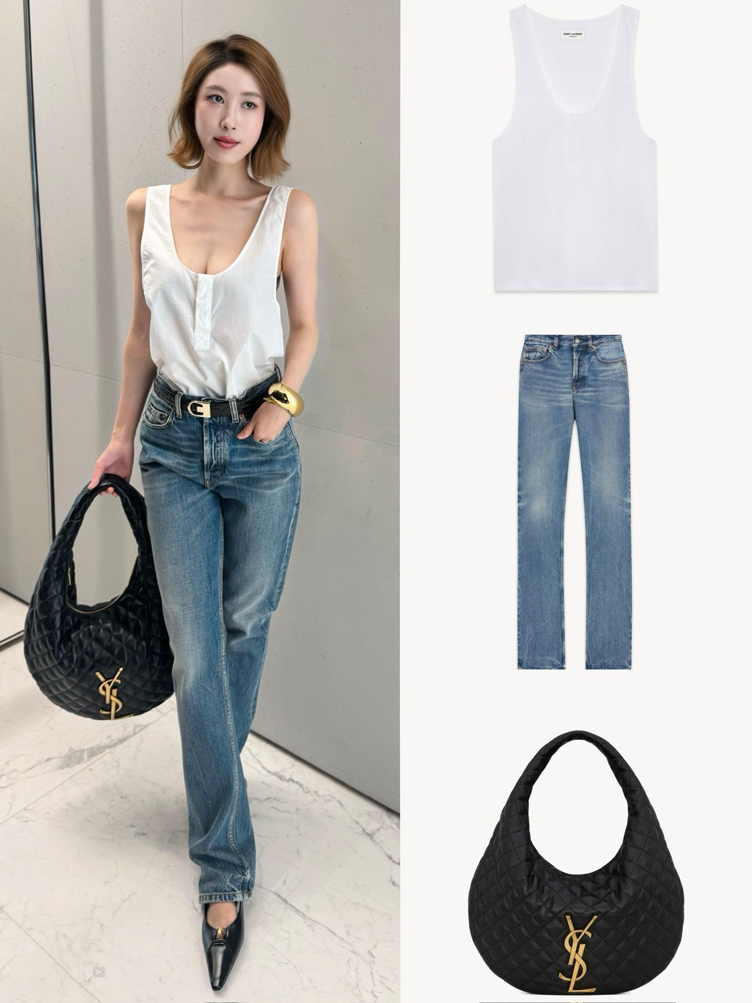 생로랑 퀄팅 나파 ICARE 호보 백