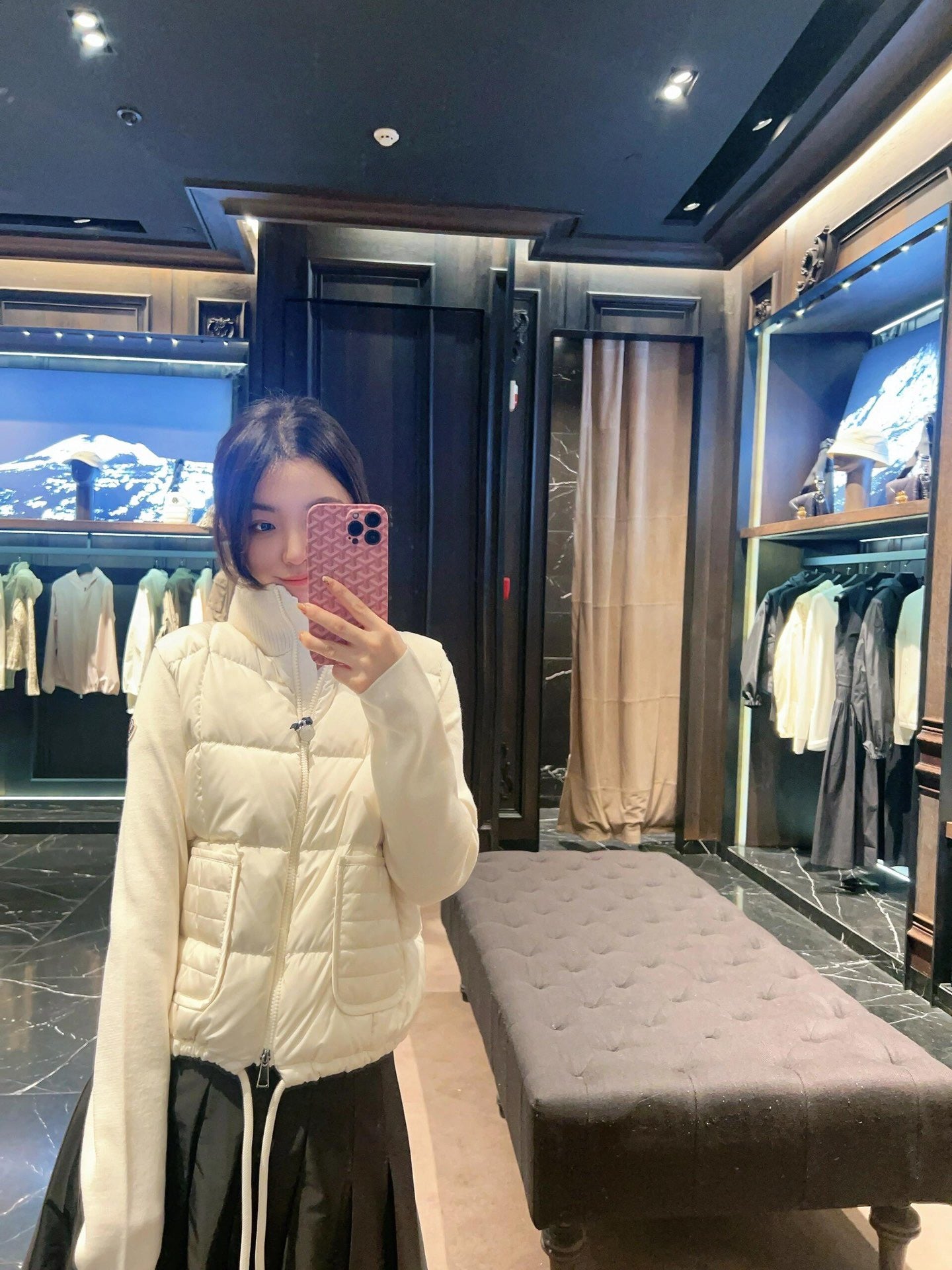 스퀘어 퀄팅 패딩 울 집업 가디건
