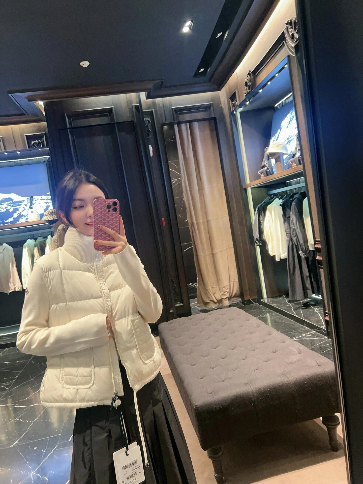 스퀘어 퀄팅 패딩 울 집업 가디건