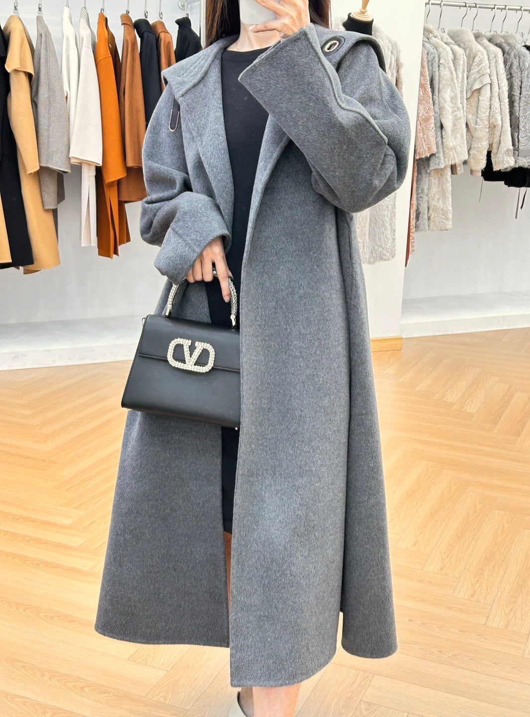 로로피아나 캐시미어 더블 레인 코트