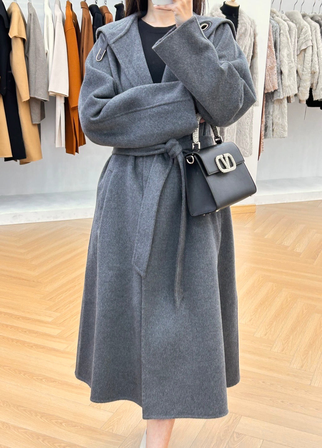 로로피아나 캐시미어 더블 레인 코트