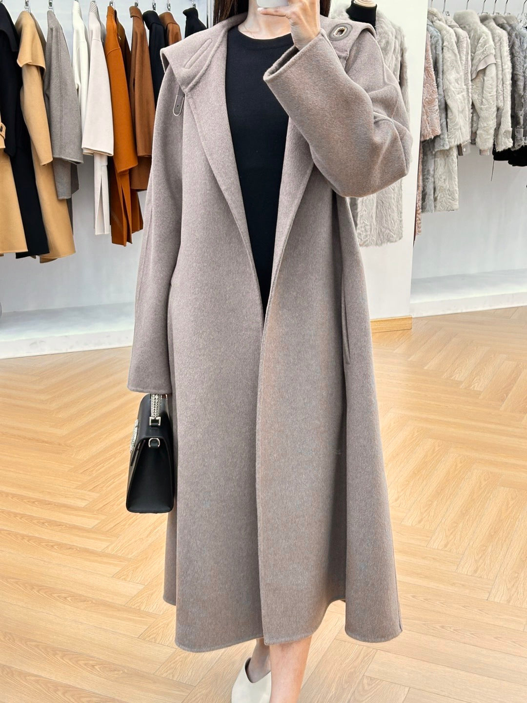 로로피아나 캐시미어 더블 레인 코트