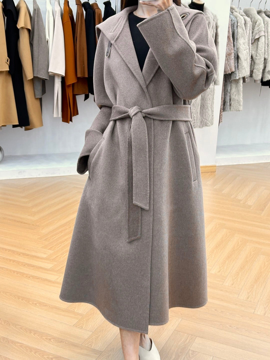 로로피아나 캐시미어 더블 레인 코트