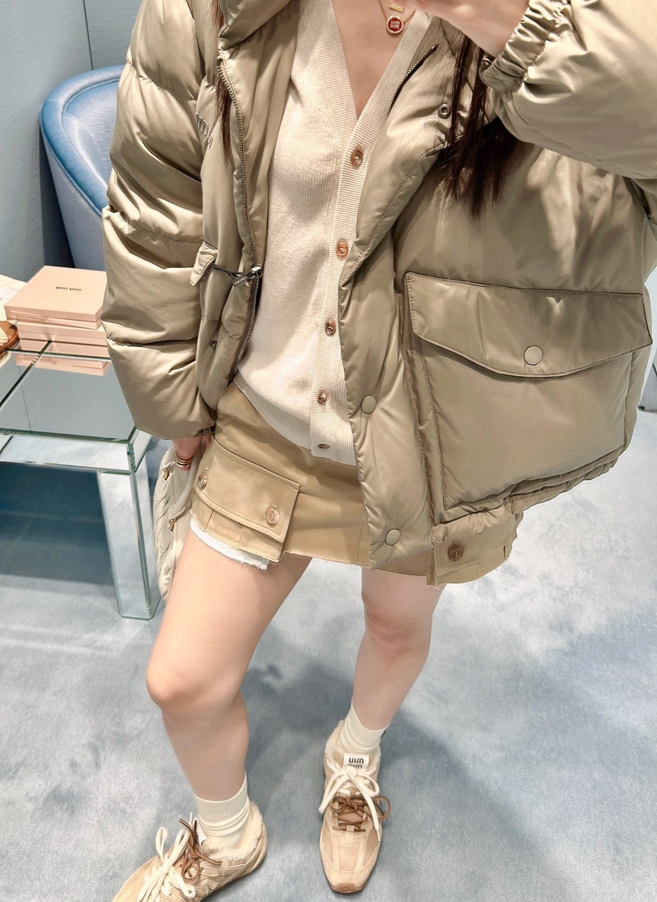 미우미우 기능성 퐁제 다운 자켓