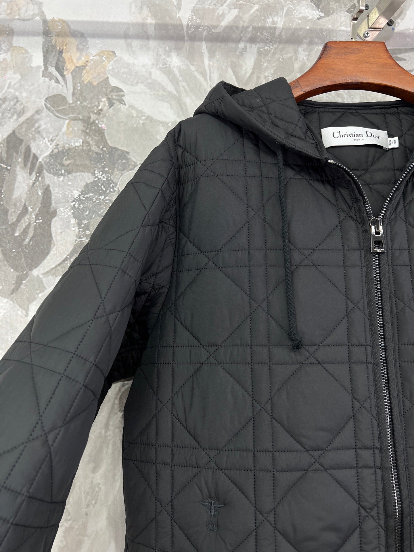 디올 매크로까나쥬 후드 피코트 퀄티드 테크니컬 태피터