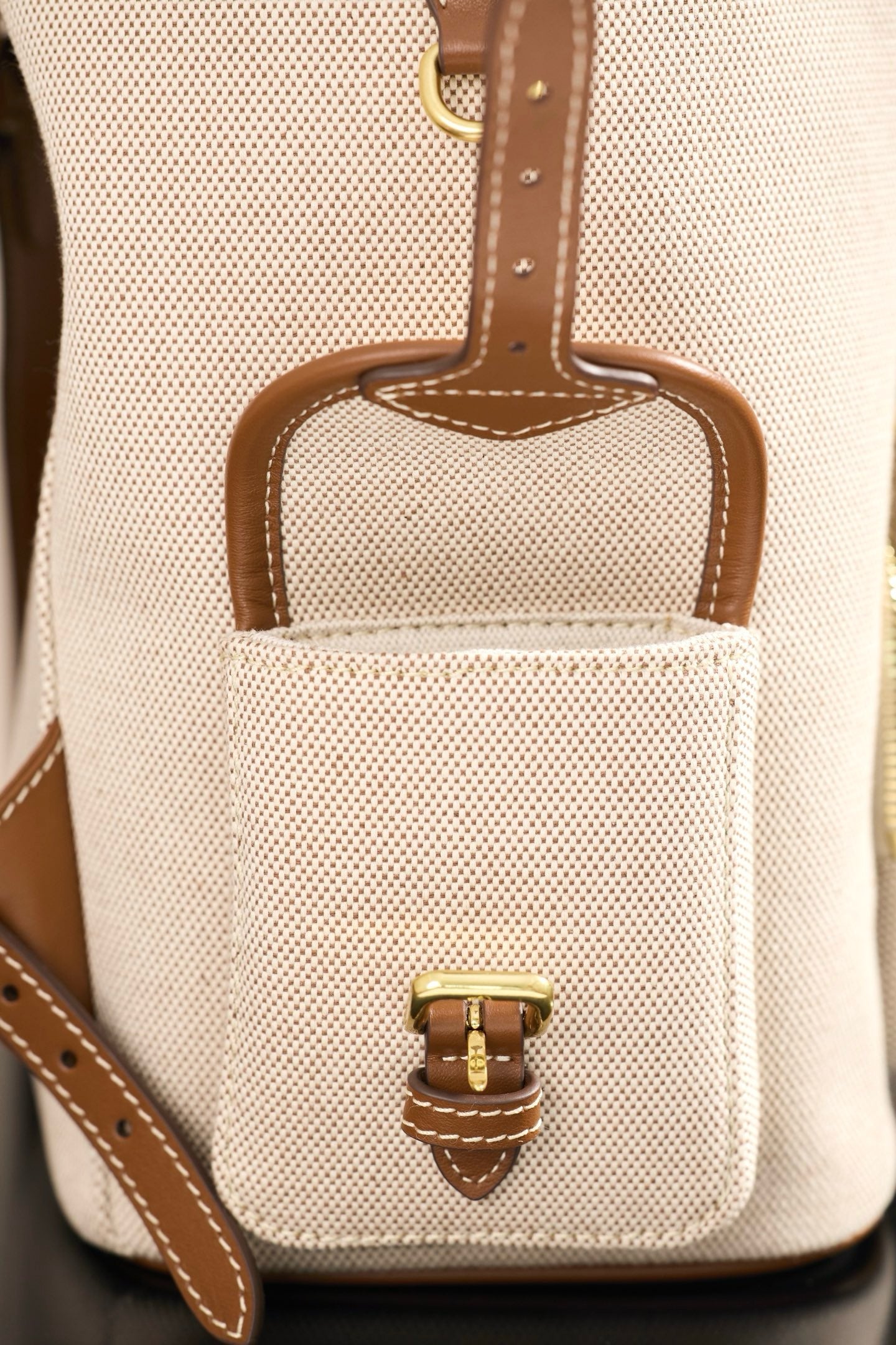 미우미우 캔버스 가죽 백팩 라지