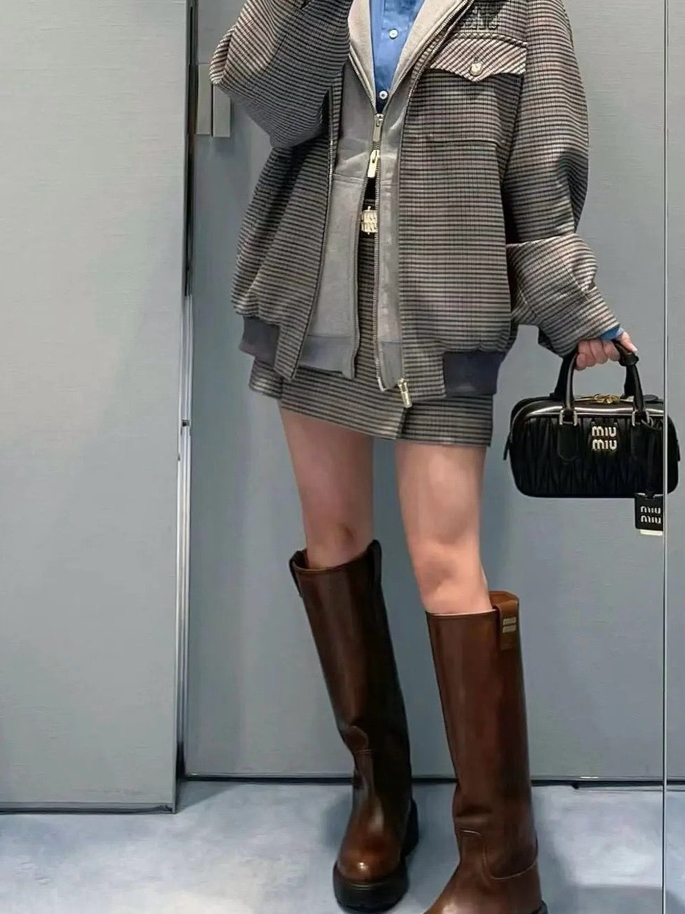 미우미우 아르카디 마테라쎄 나파 레더 백