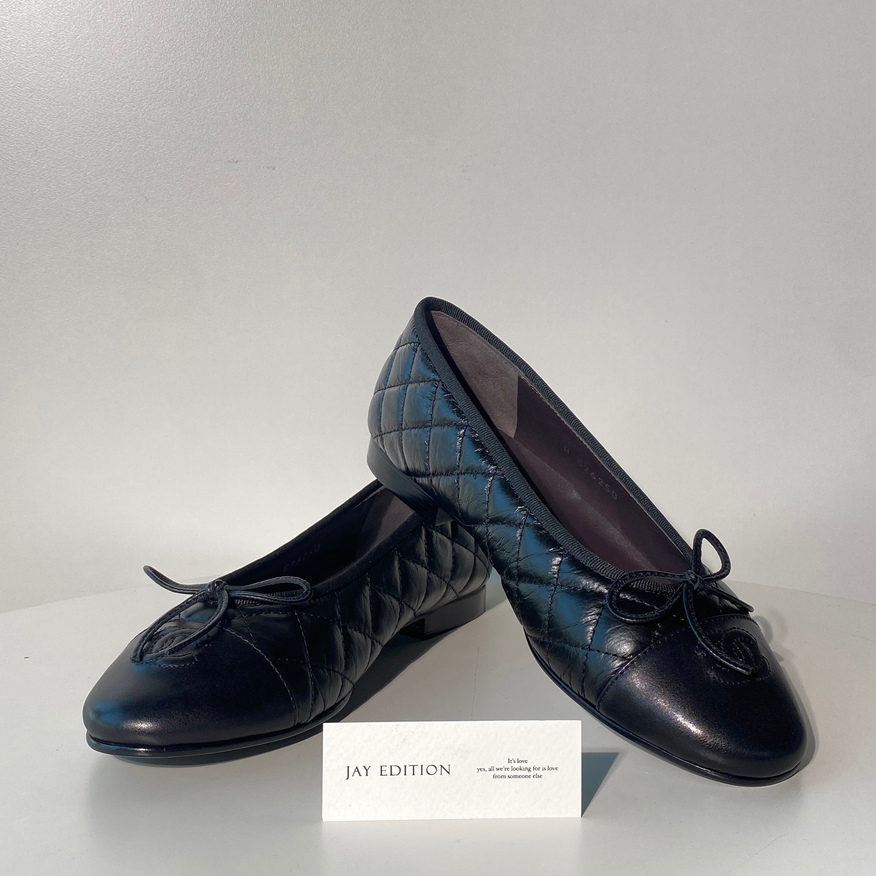 국내) 샤넬 퀄팅 발레리나 플랫 / 블랙 38