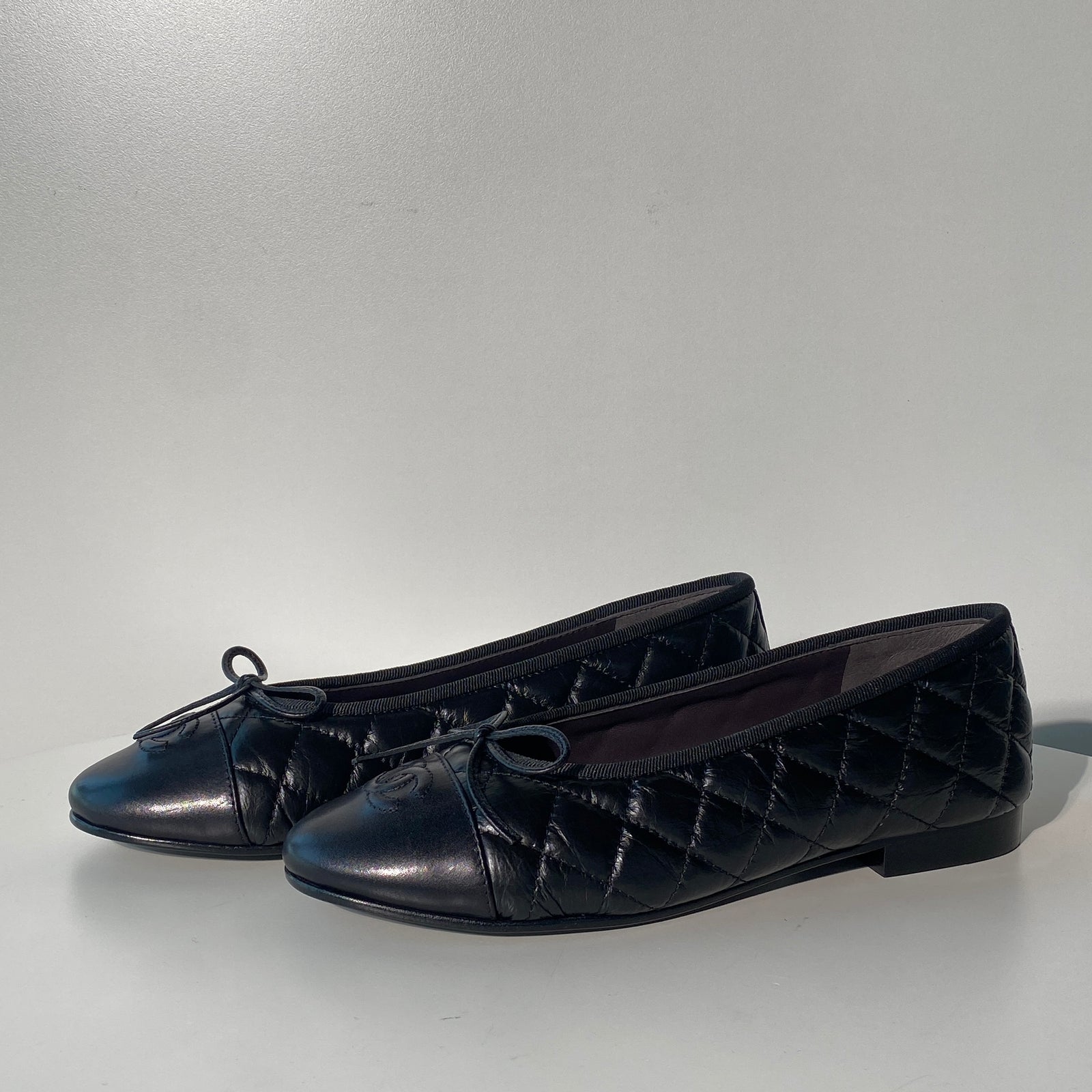 국내) 샤넬 퀄팅 발레리나 플랫 / 블랙 38